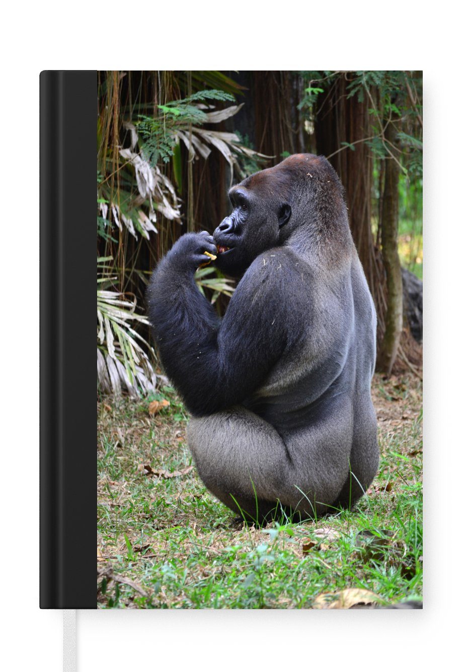 MuchoWow Notizbuch Seitenansicht eines fütternden Gorillas, Journal, Merkzettel, Tagebuch, Notizheft, A5, 98 Seiten, Haushaltsbuch