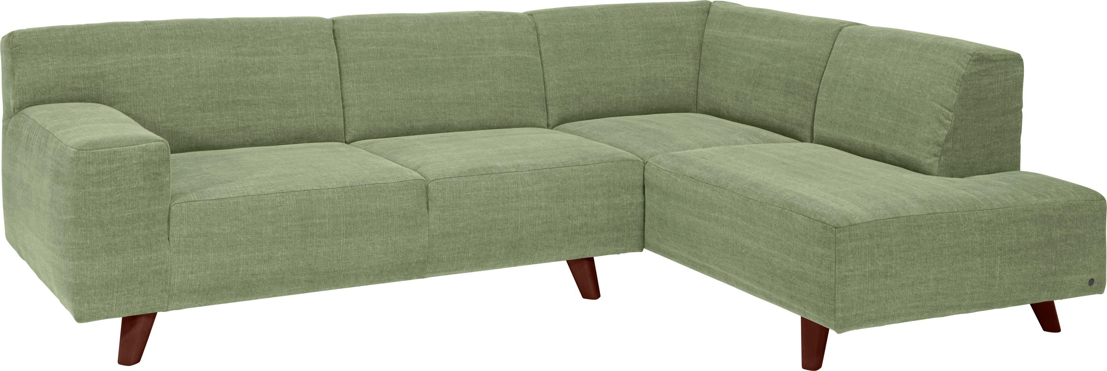 mit TAILOR nussbaumfarben Füße HOME Ecksofa NORDIC TOM Retrolook, mane, im PURE,