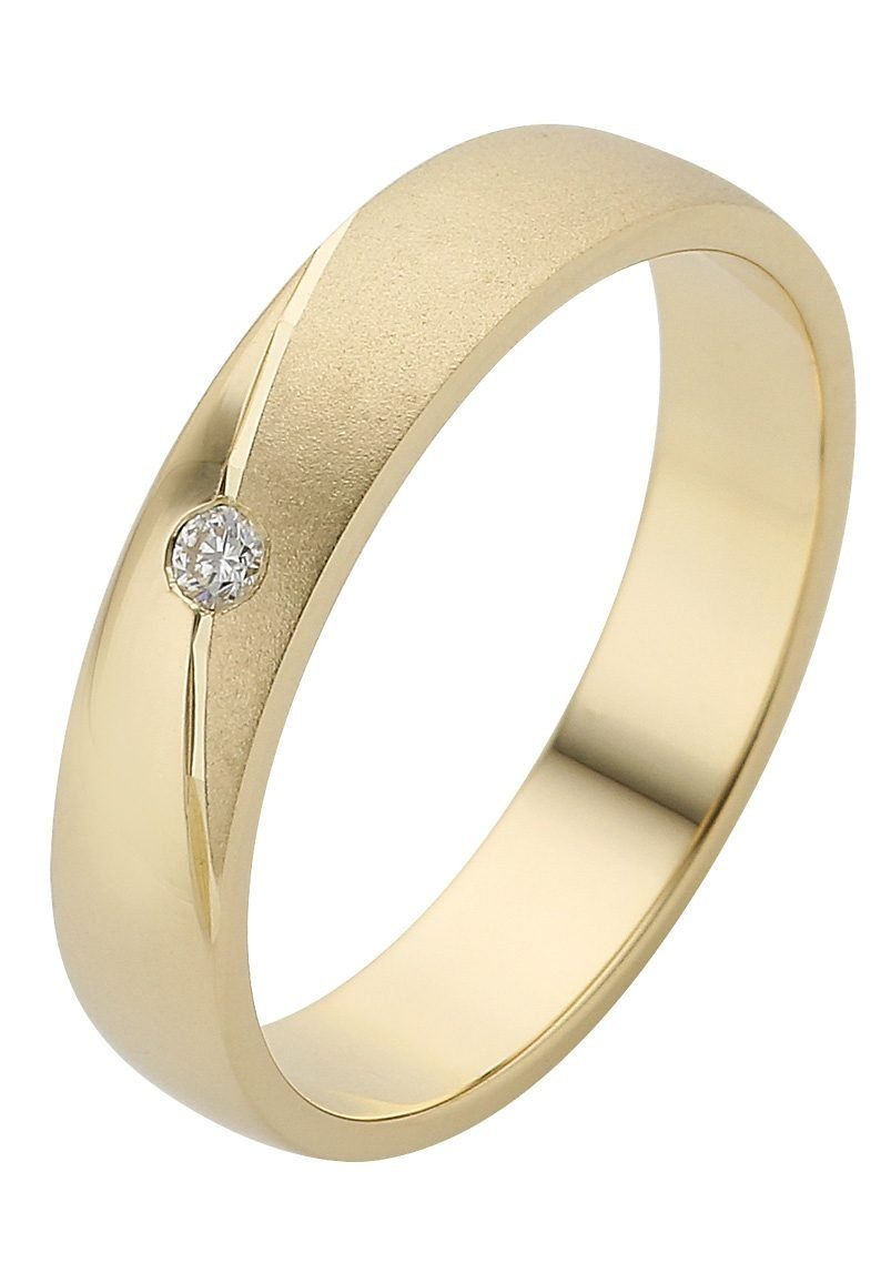 Firetti Trauring Schmuck Geschenk Gold 375 Hochzeit Ehering Trauring "LIEBE", Made in Germany, wahlweise mit oder ohne Brillant