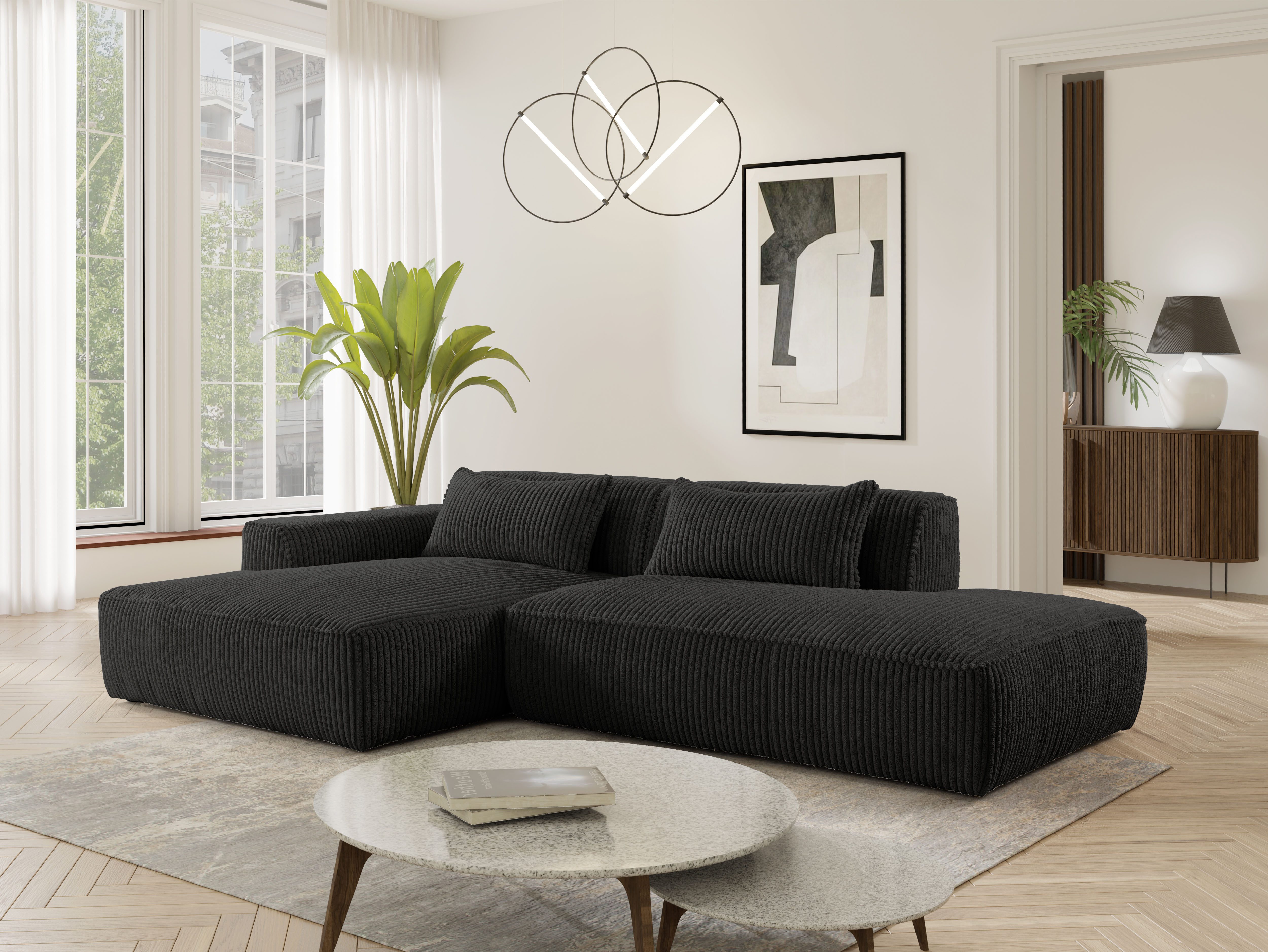 exxpo - sofa fashion Ecksofa Billund modernes Designsofa, bequem und elegant, Breite 294cm, L-Form, modern, L-form, Wellenfedern, inklusive 2x Nierenkissen