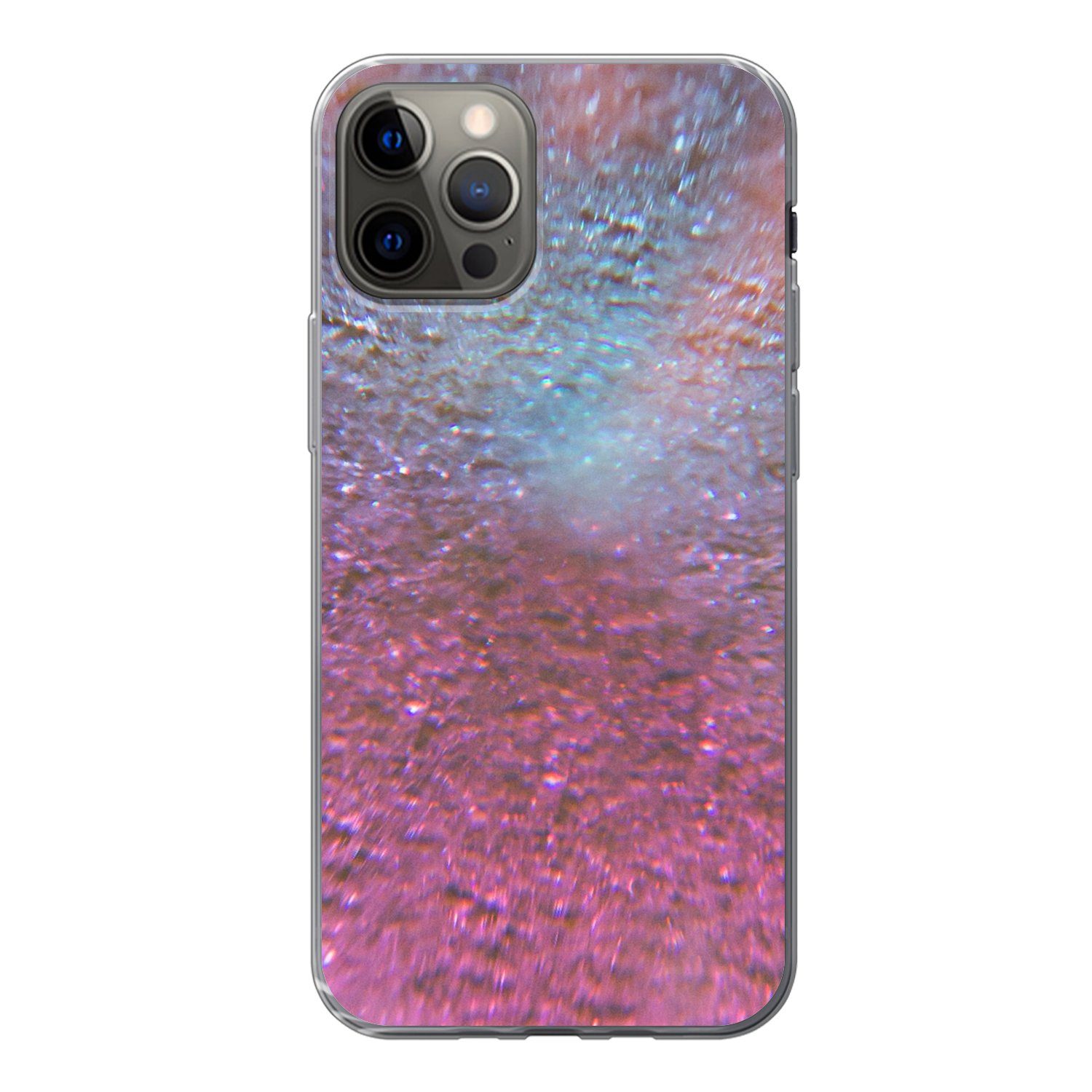 MuchoWow Handyhülle für Apple iPhone 13 Pro Rosa - Glitzer - Abstrakt - Design - Blau, Smartphone-Bumper, Print, Handy Schutzhülle Dünn