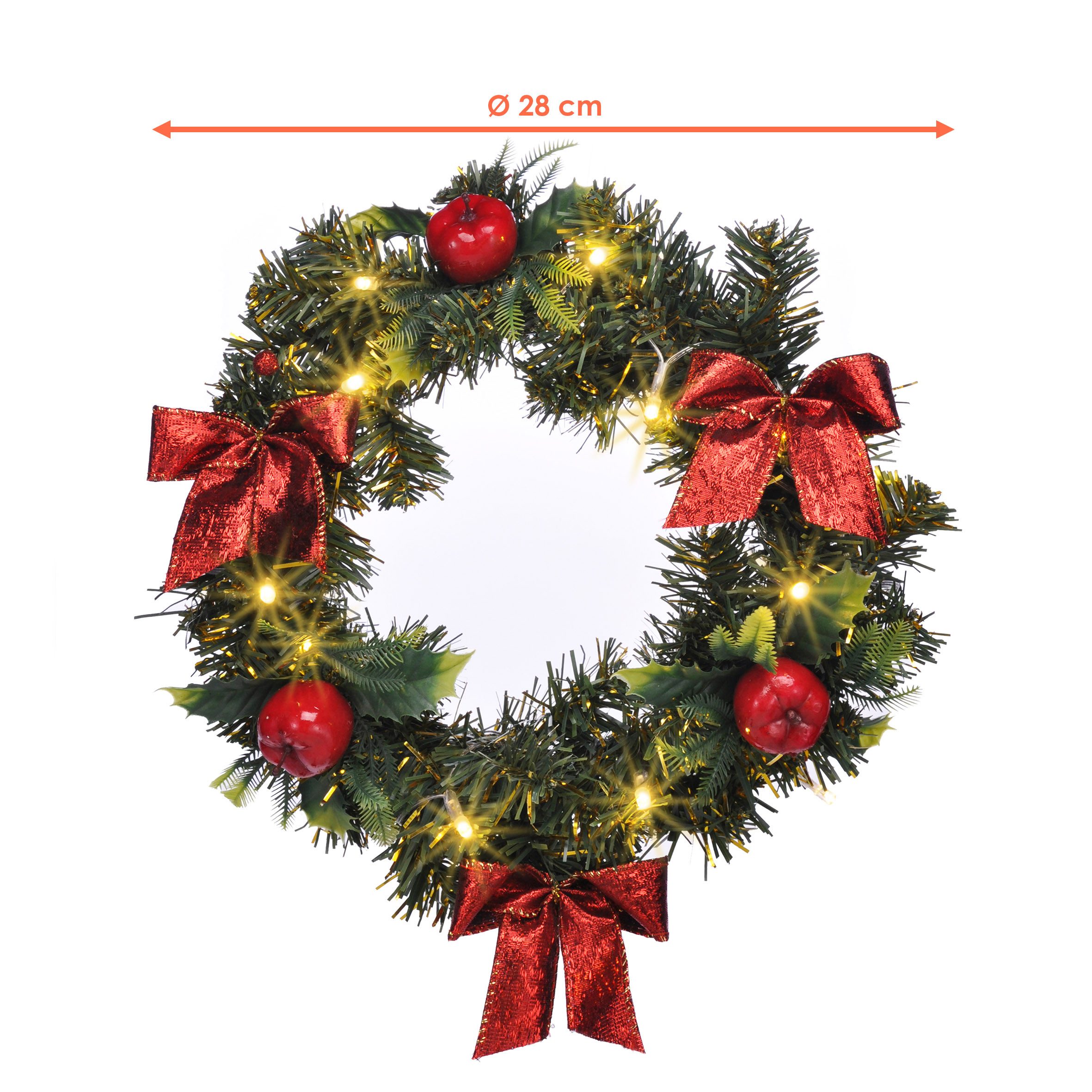Spetebo Dekokranz LED Kunst Tannenkranz grün warm weiß beleuchtet - Ø 28 cm günstig online kaufen