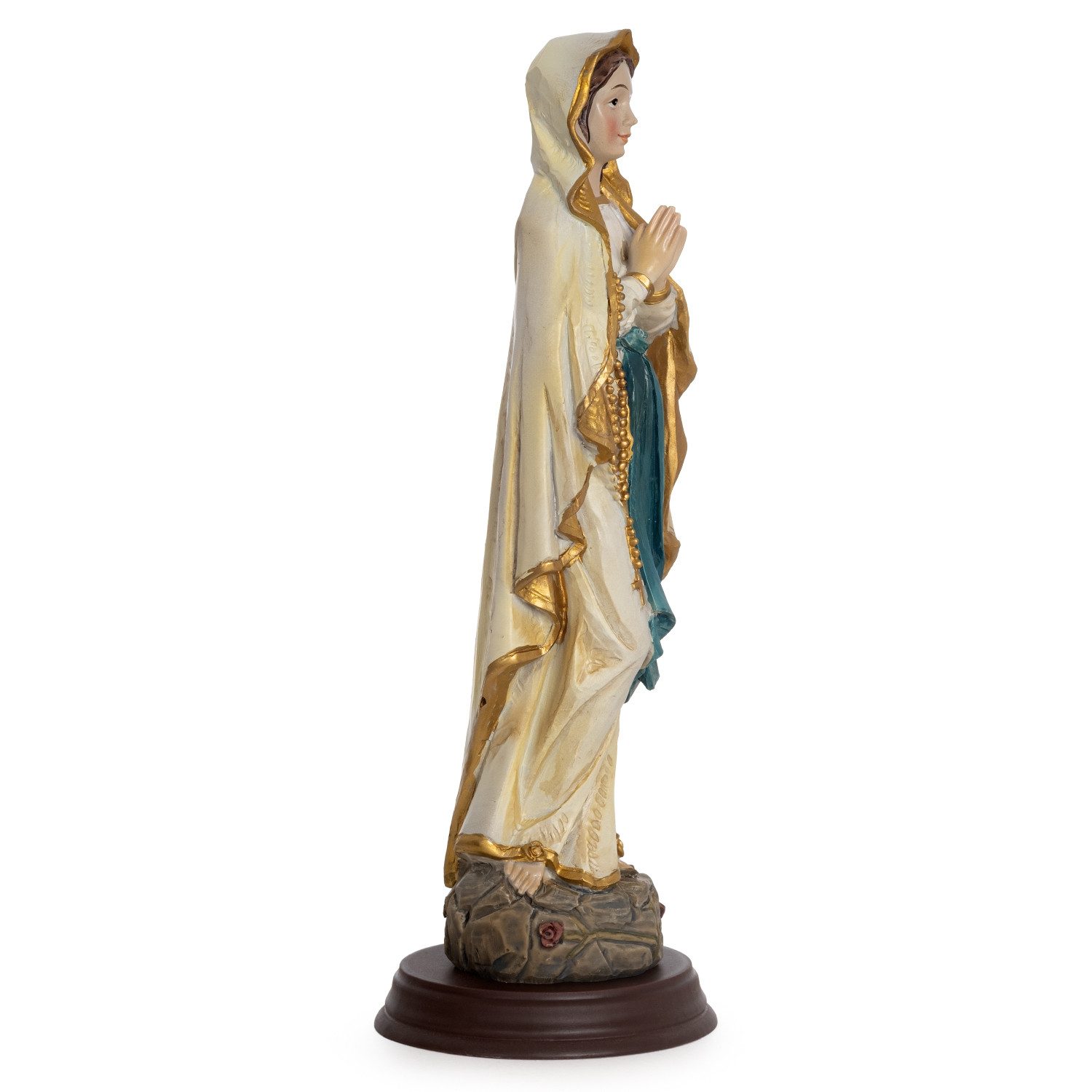 Moritz Dekofigur Jungfrau Maria Statue 21 cm Marienfigur mit Rosenkranz und Akzenten, Polyresin Figuren Deko Geschenk Geometrische TierFigur Modern Skulptur