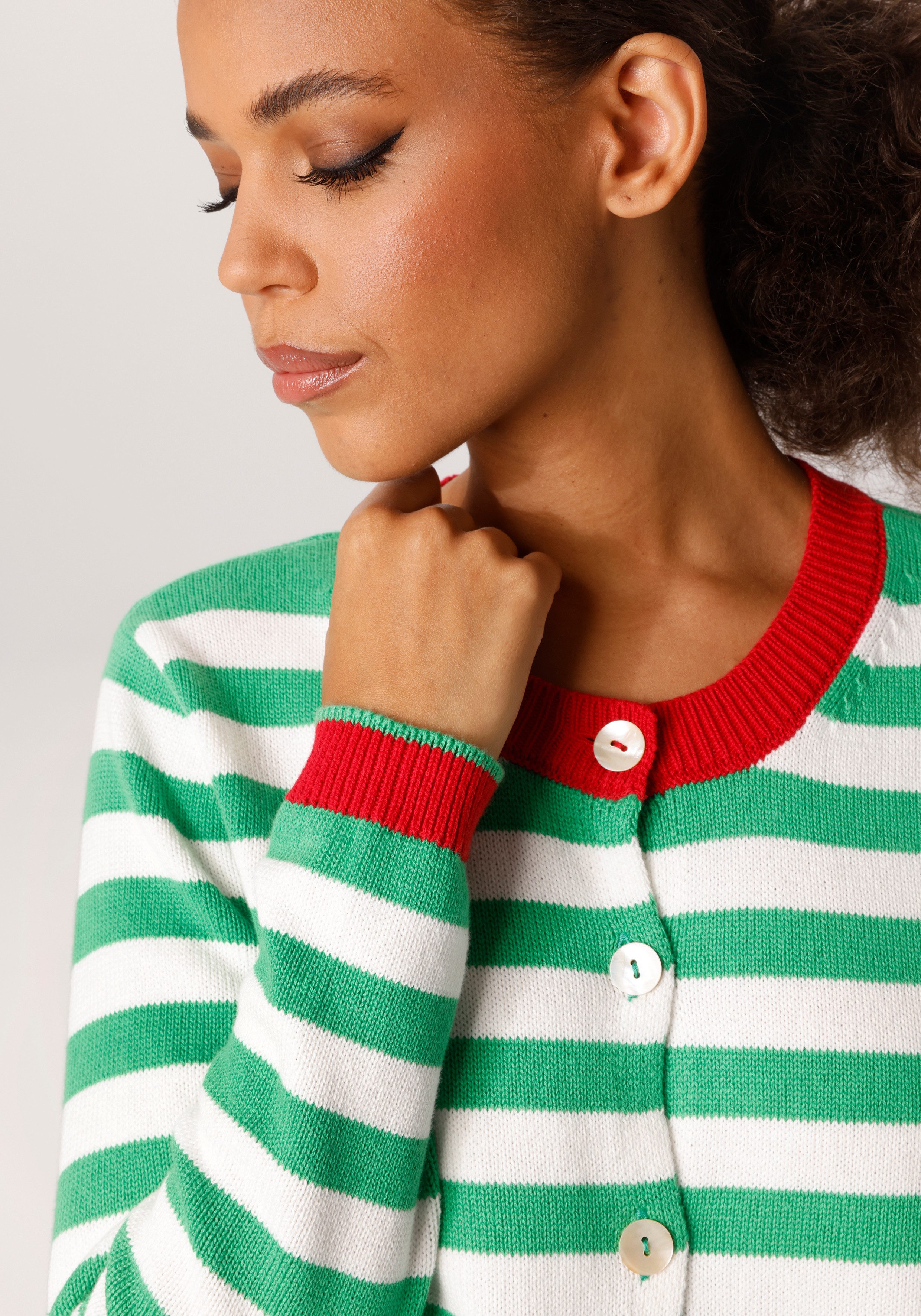 Aniston CASUAL Strickjacke im trendigen Streifen-Dessin - NEUE KOLLEKTION