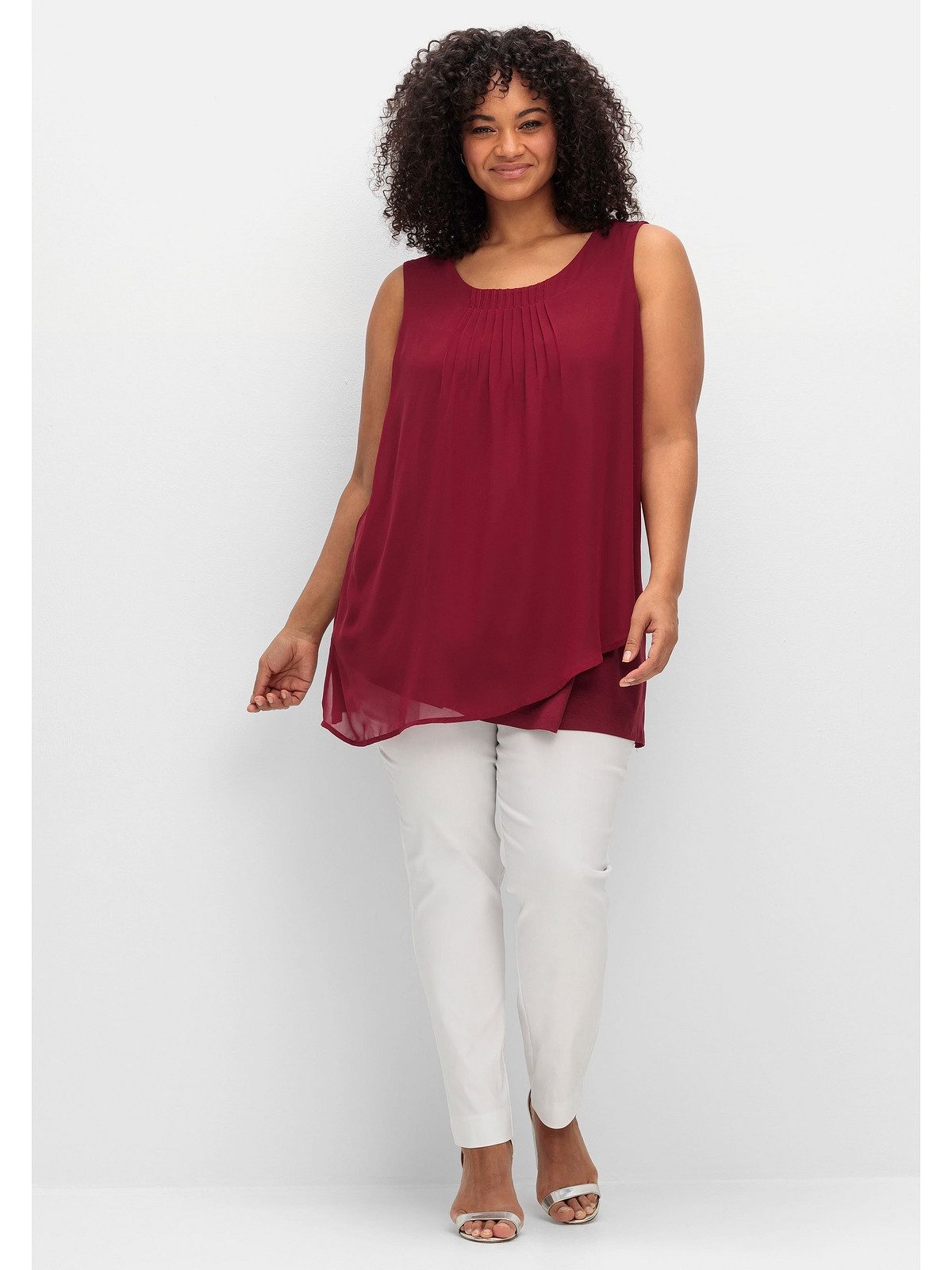 Sheego Longtop Große Größen mit Chiffon und blickdichtem Jersey