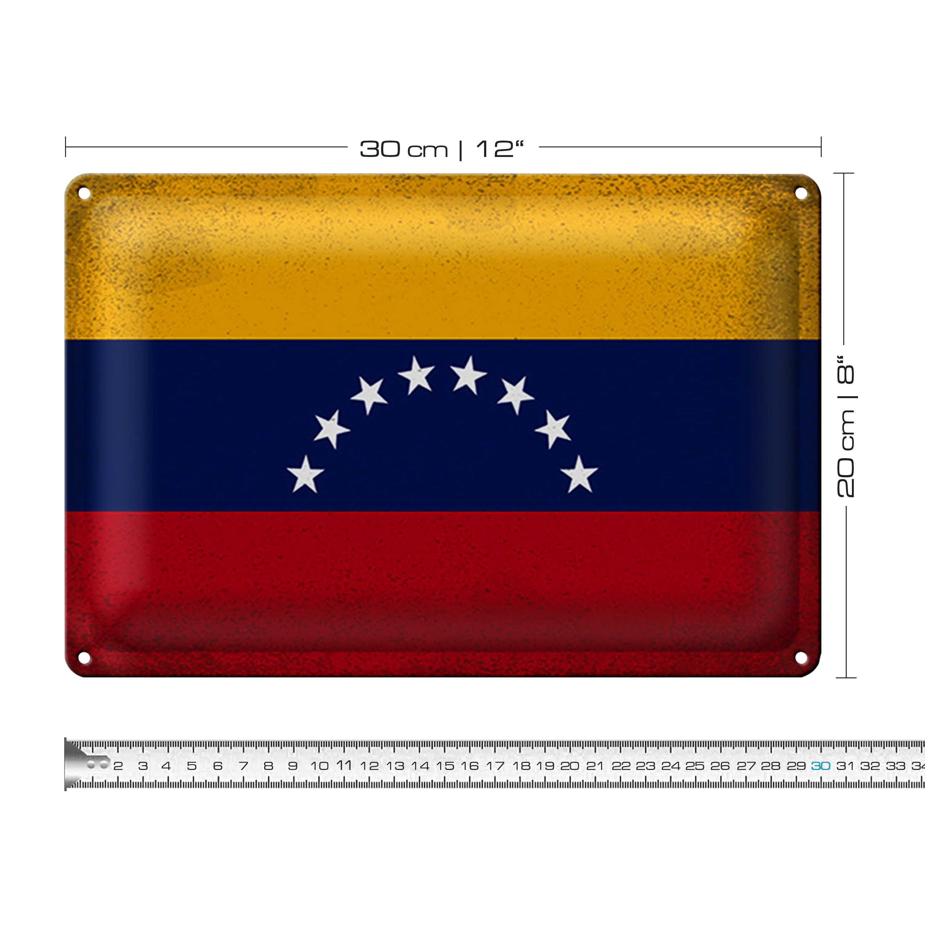 Roomando Metallschild Blechschild Flagge Venezuela 30x20cm Flag Venezuela Vintage