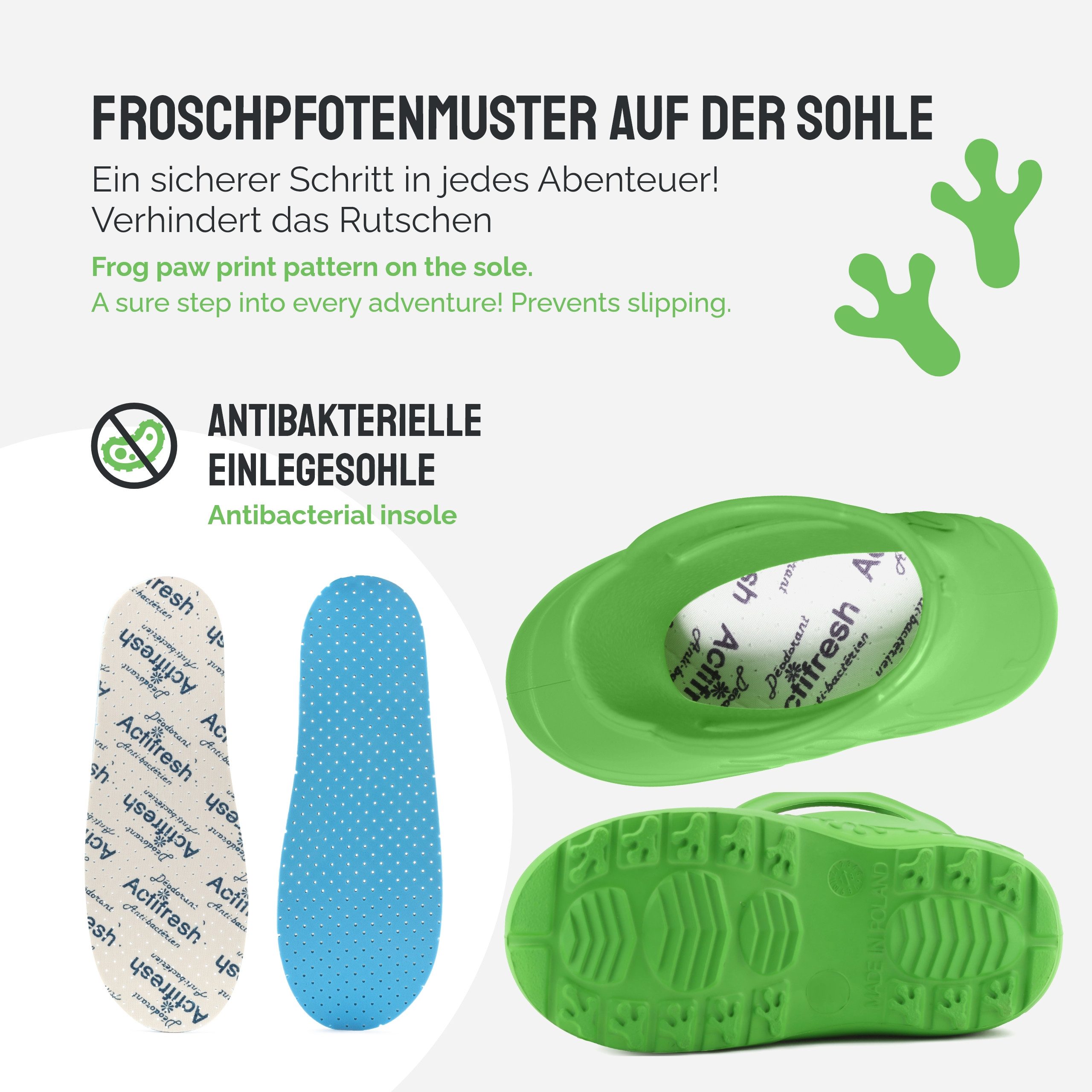 Ladeheid EVA Regenschuhe für Frauen LA-CA-09 Gummistiefel Damen federleichte Gartenschuhe mit Griffen