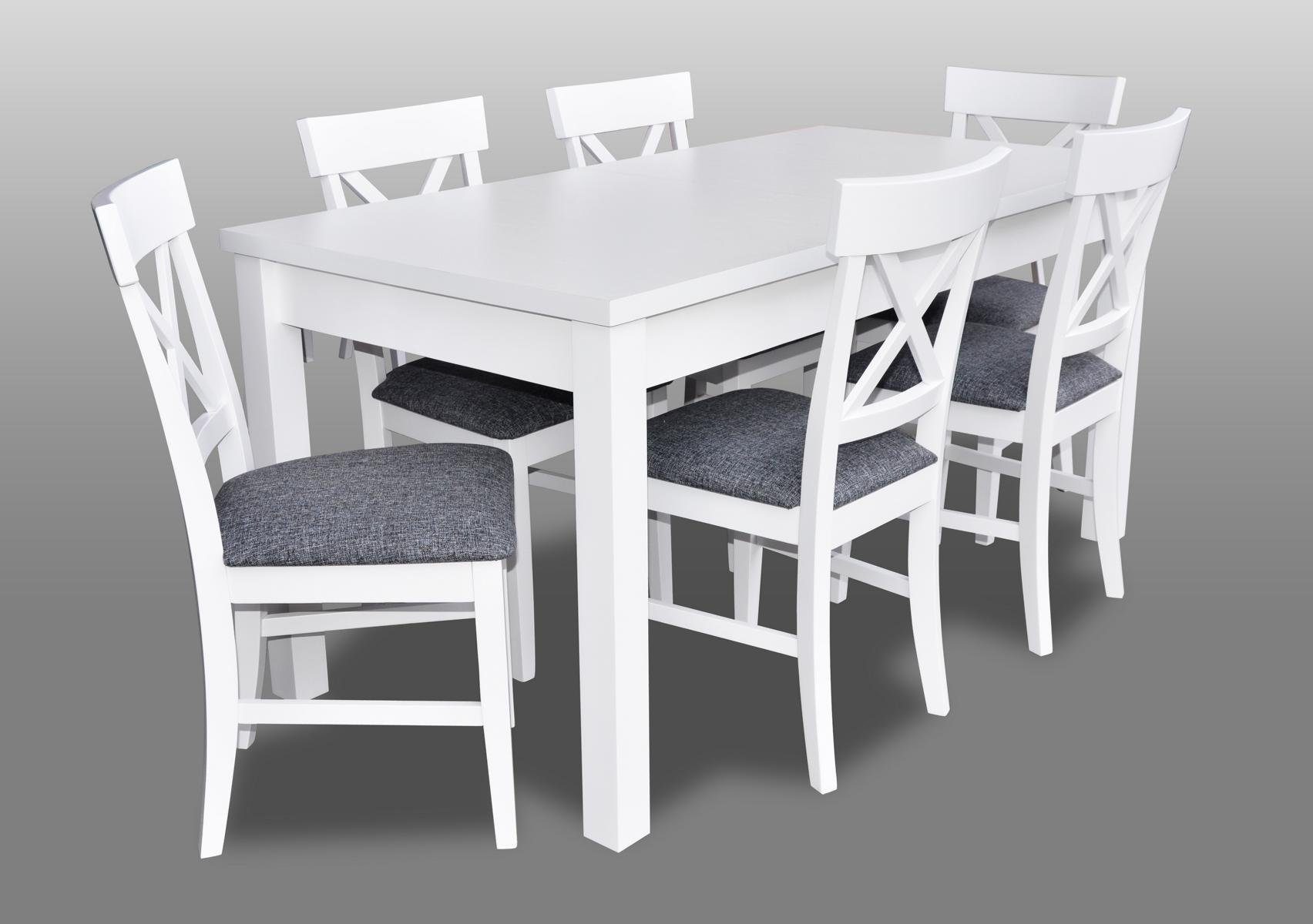 JVmoebel Essgruppe, Modern Antik Stil Esszimmer Set Holz Metall Tisch Klassische 6x Stühle Stuhl Neu | Essgruppen