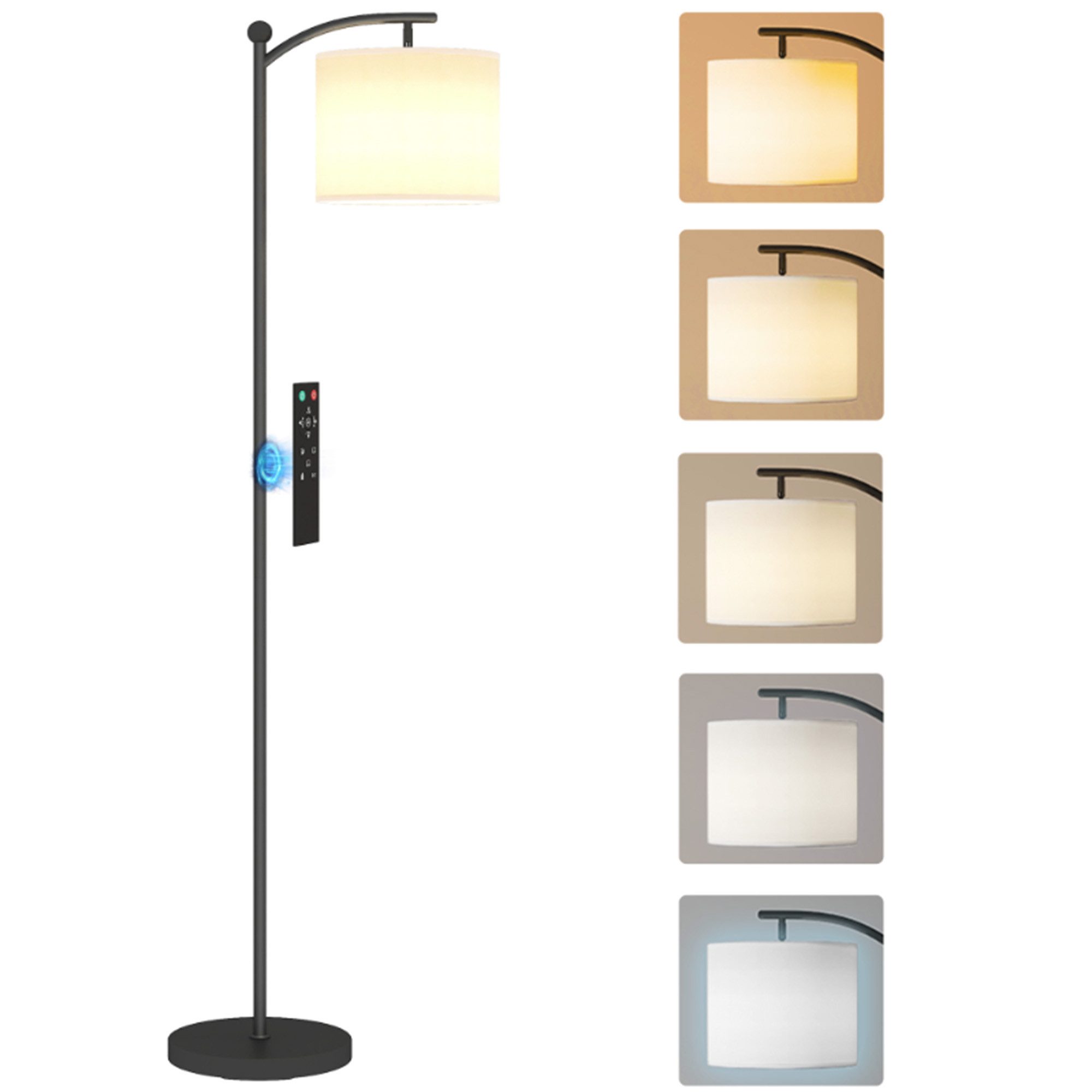 ibettertec Lampenfassung LED Stehlampe Schwarz, Dimmbar mit Fußschalter & Timer, (Set, 1-St., LED Stehlampe Stehleuchte Standleuchte Stufenlos Dimmbar), Dimmbare LED Stehlampe Schwarz für Wohnzimmer