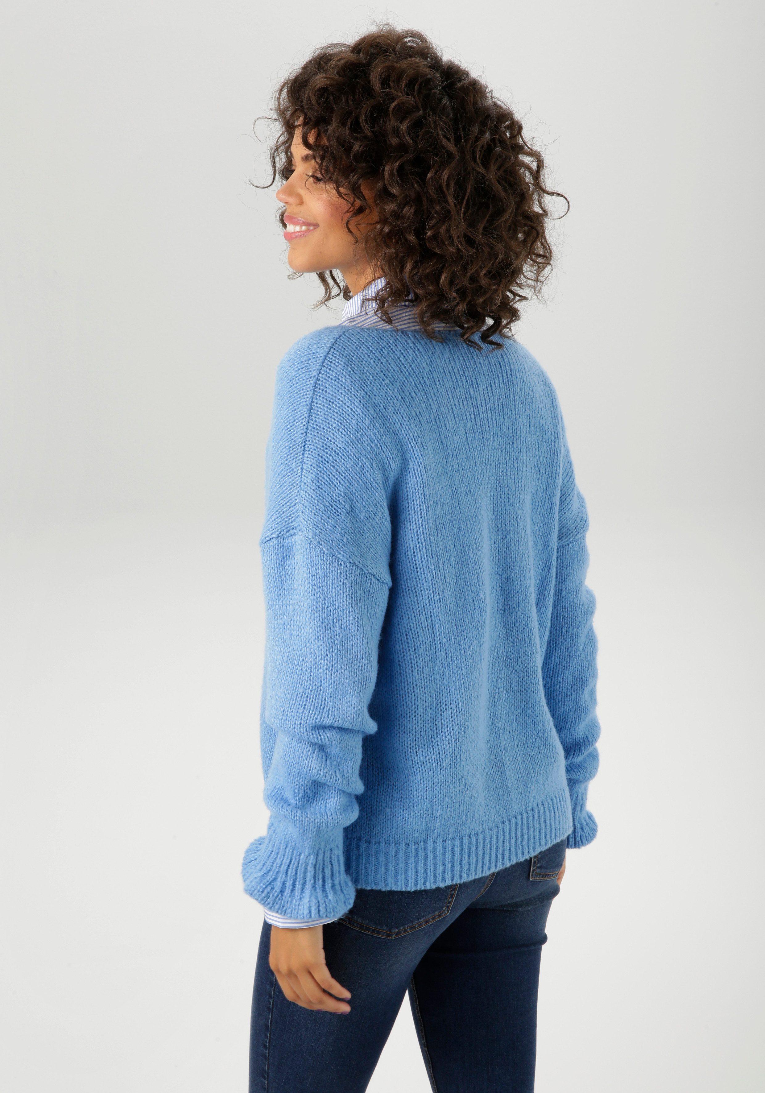 Aniston CASUAL Strickjacke mit trendigen Bindebändern zu schließen günstig online kaufen