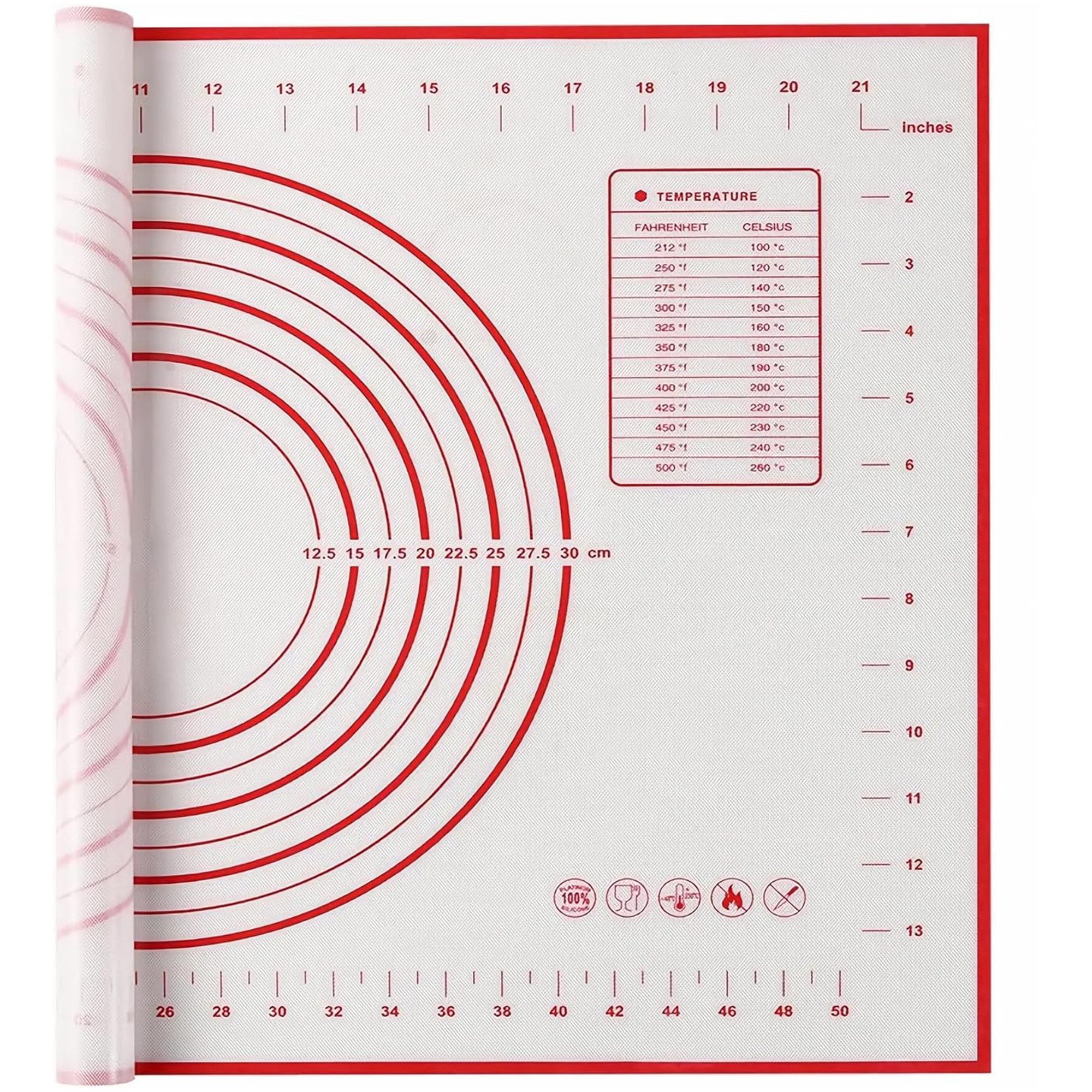 BRAIDOL Backmatte Backmatte Silikon Antihafte Backunterlage Rutschfeste, (Teigmatte 80x60 cm Ausrollmatte Silikonmatte Backfolie), Бумага для выпечки Arbeitsmatte für Fondant Pizza Brot Matte BPA Frei