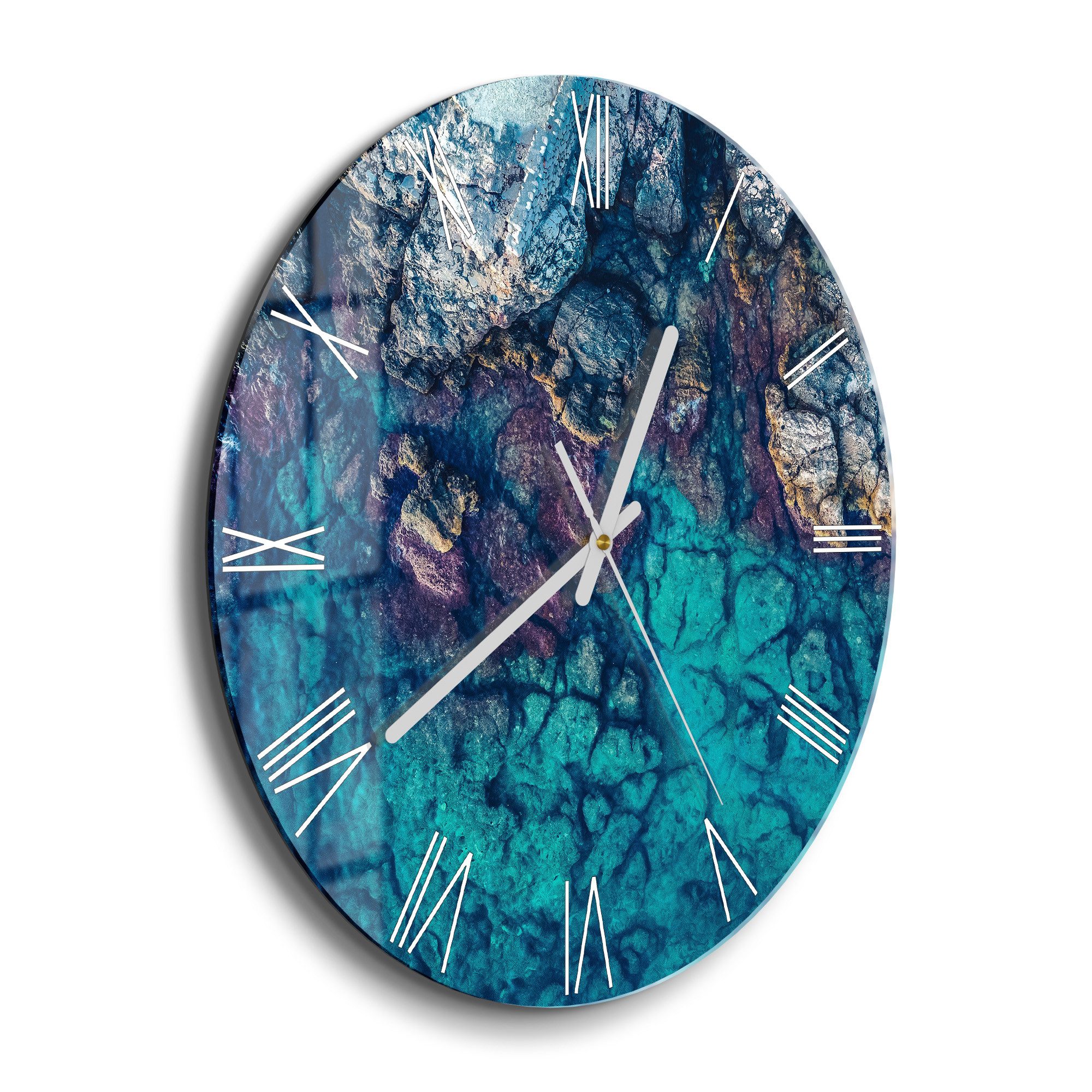 DEQORI Wanduhr 'Küstenfarbenspiel' (Glas Glasuhr modern günstig online kaufen