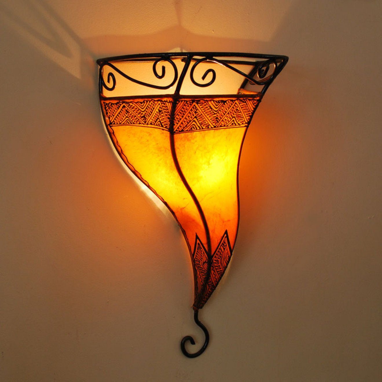 Wandlampe, l-artisan Orientalische Wandleuchte, Orange Wandschirm Marokkanische AUTAR Leder