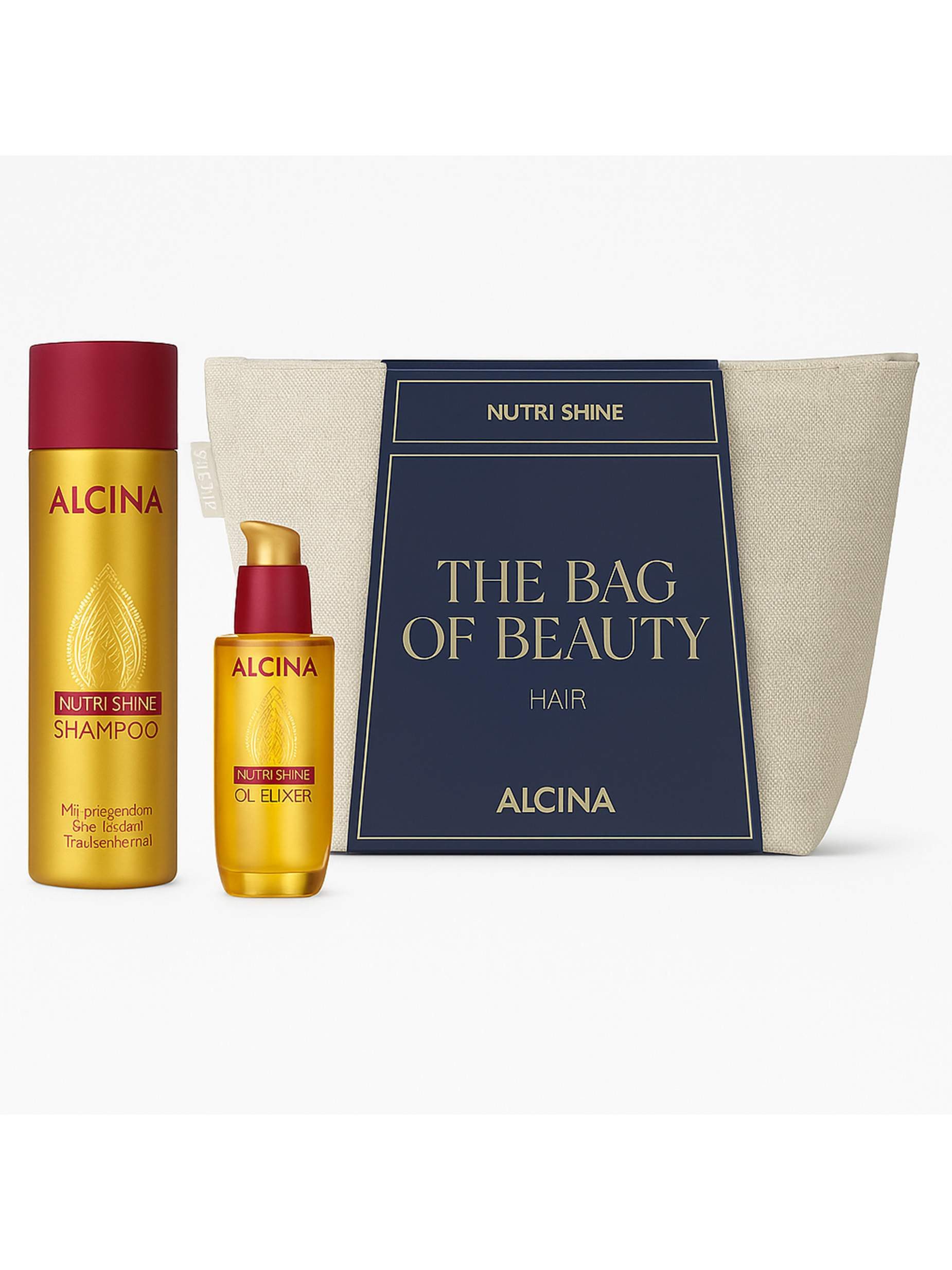 ALCINA Haarshampoo ALCINA Geschenkset Nutri Shine – Shampoo 250 ml + Öl-Elixier 50 ml +, Spar-Set, stärkend