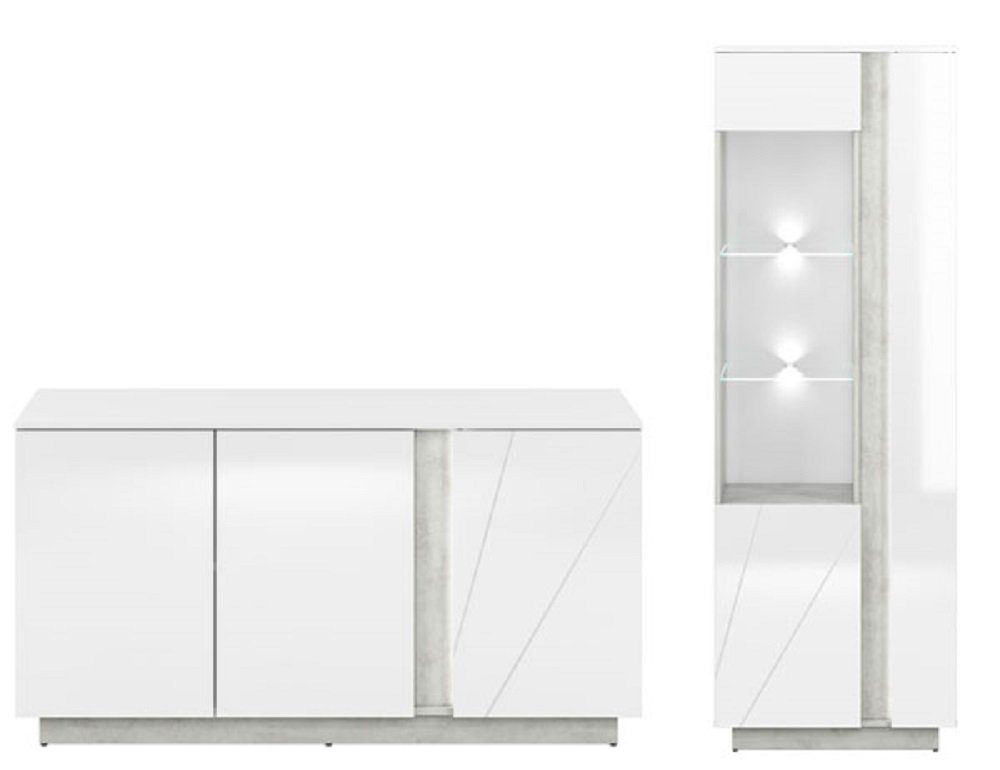 - cm LED-Beleuchtung Vitrine), LUMENS, inkl. Wohnwand 207 1 Gesamtmaße + B/T/H: (Set, cm 40 201 1 x x Sideboard cm Feldmann-Wohnen