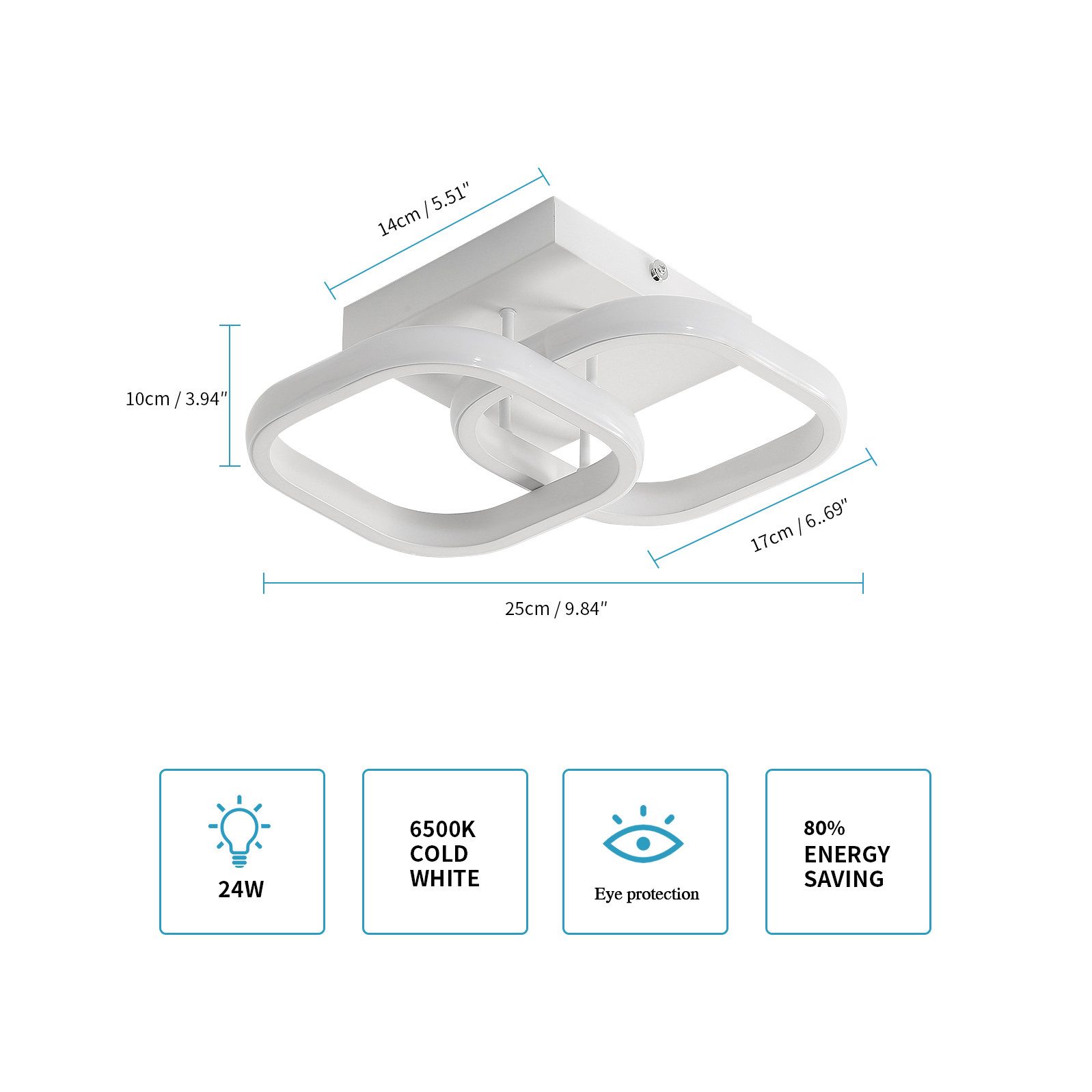 Goeco LED Deckenleuchte LED Quadratische Leuchte, günstig online kaufen