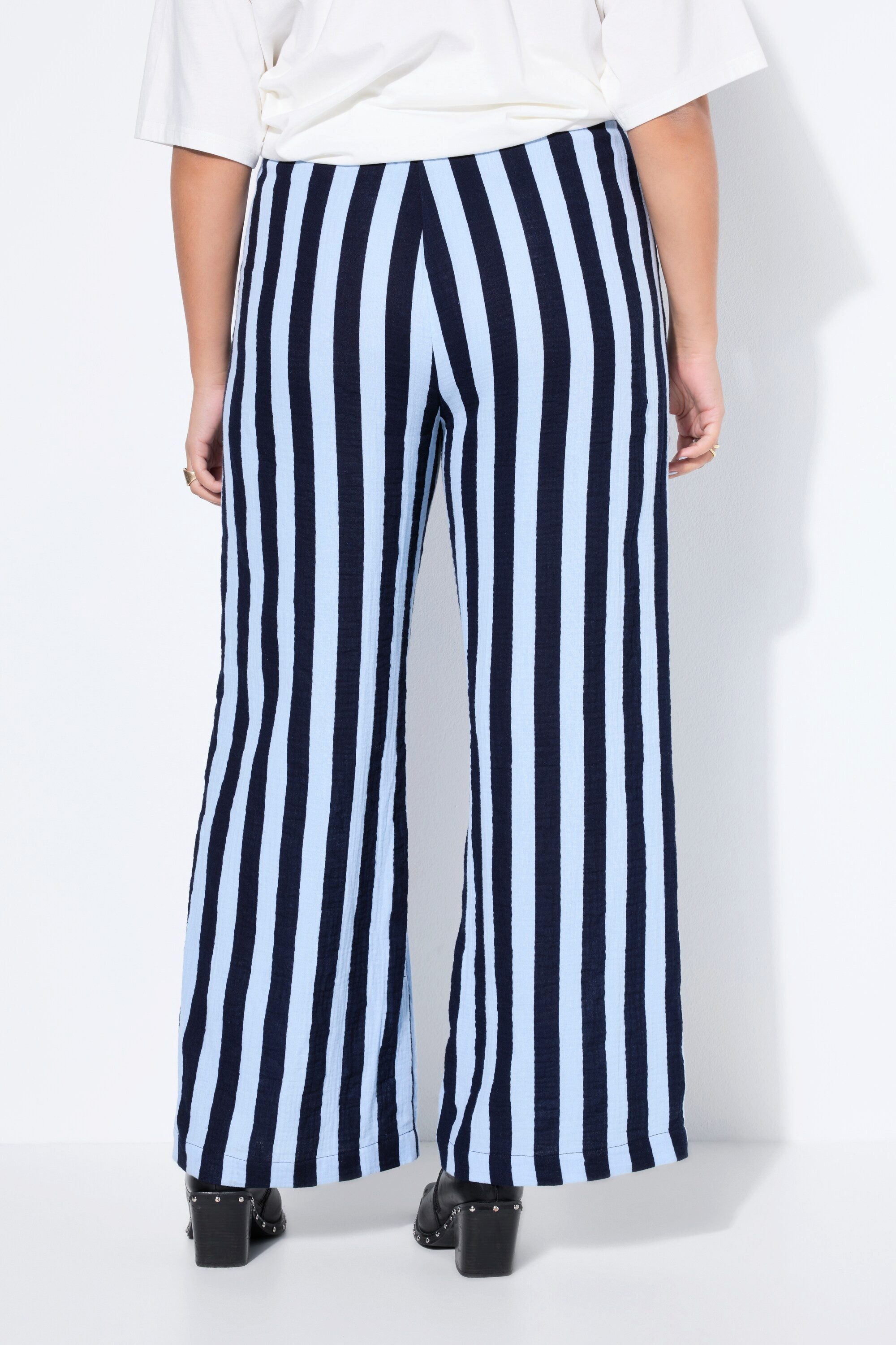 Studio Untold Schlupfhose Musselin-Hose Wide Legs Streifen Elastikbund
