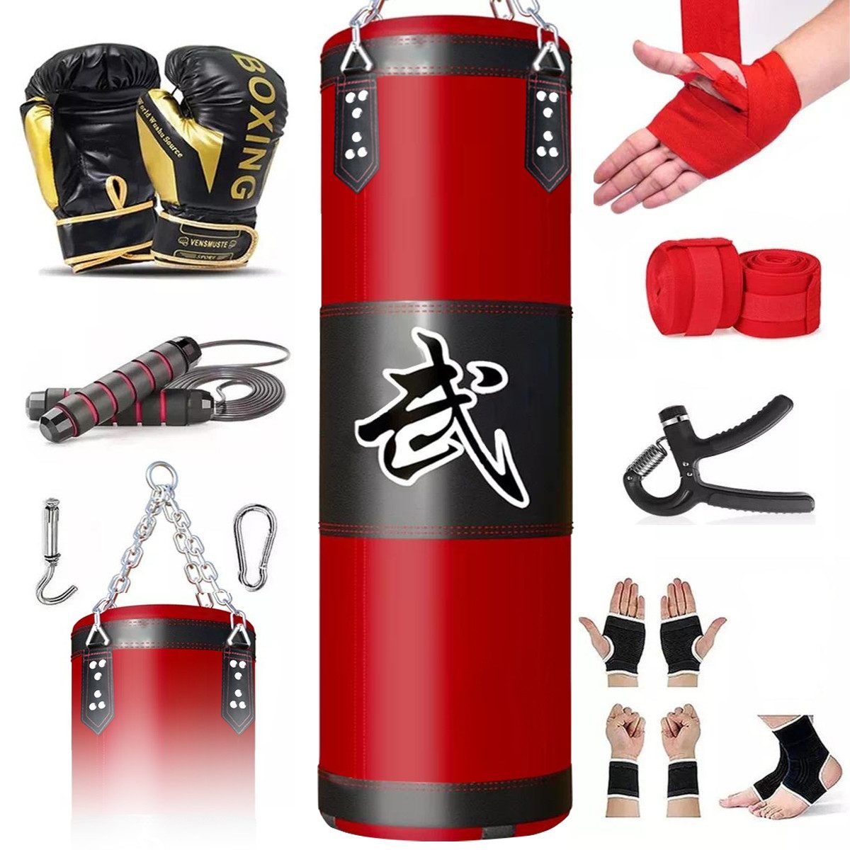 Boxsack Boxsack Sports Boxsack großer Profi Stahlkette Sandsack Rot 120cm
