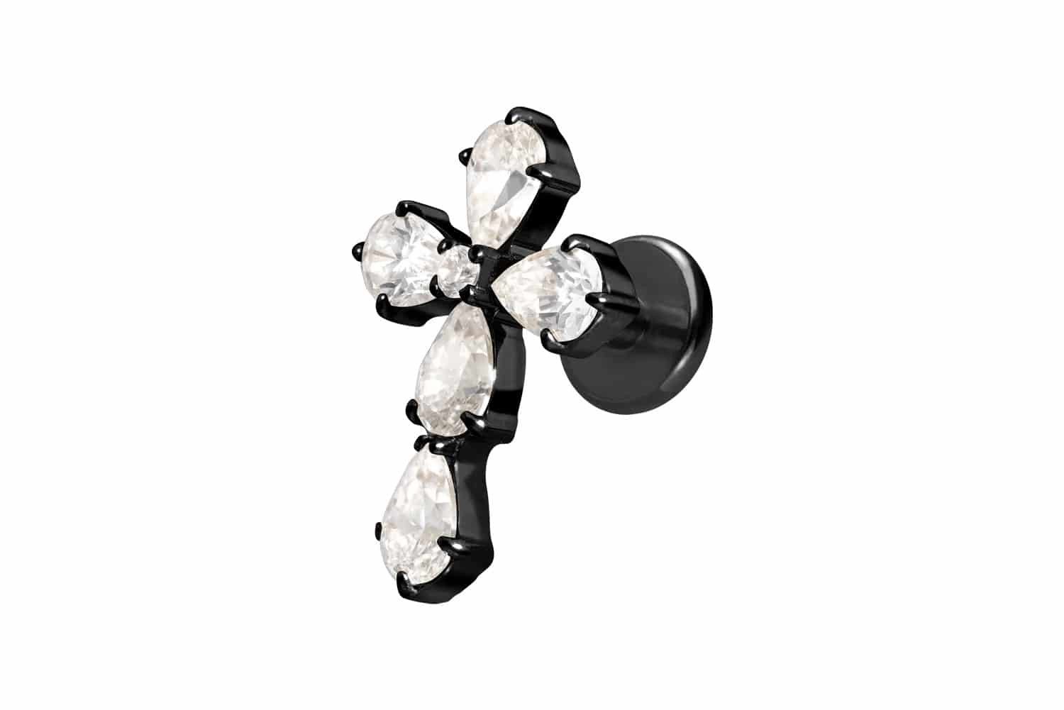 Piercing-Set Titan Labret mit Innengewinde KRISTALLKREUZ