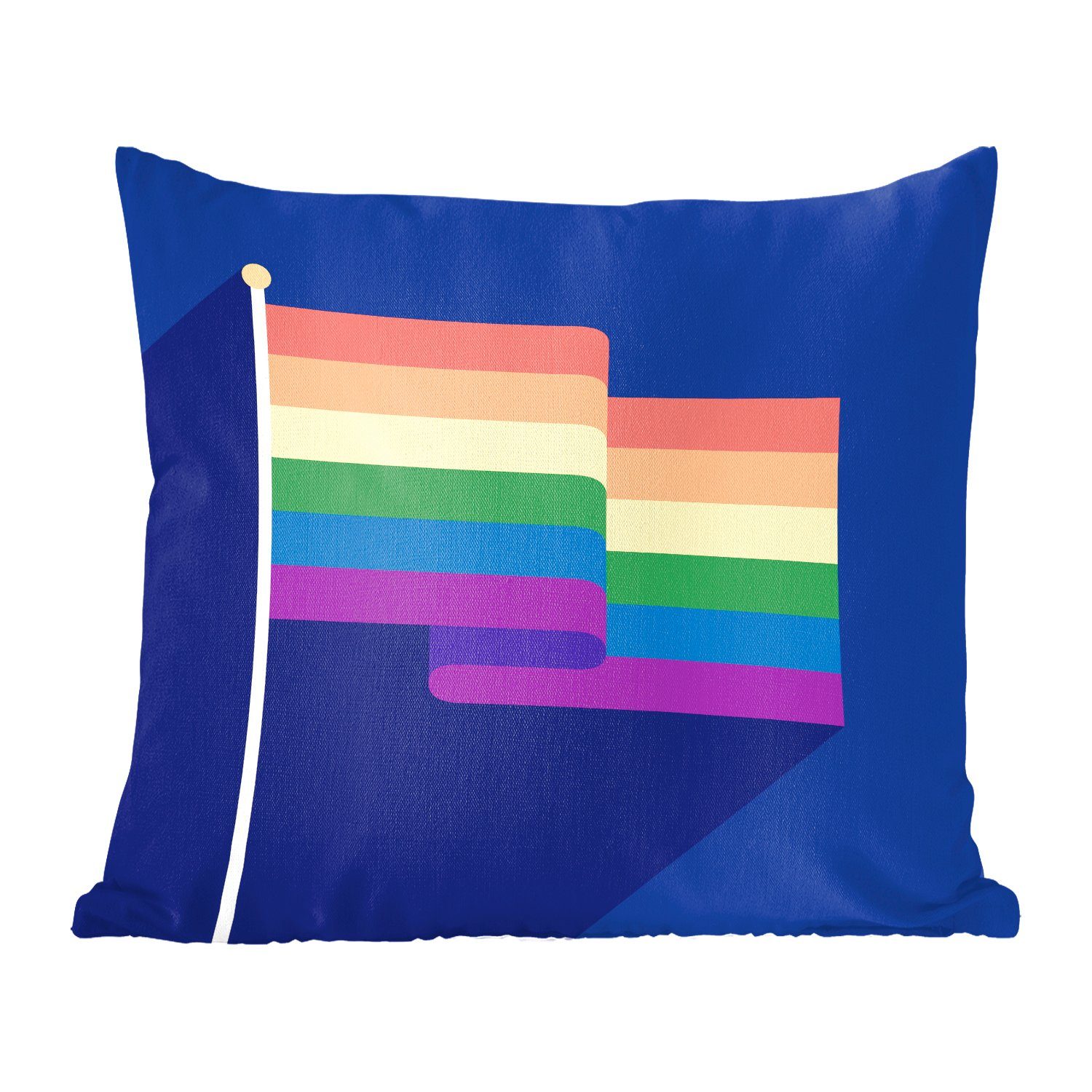 MuchoWow Dekokissen Illustration einer Flagge in den Farben des Regenbogens, Zierkissen mit Füllung für Wohzimmer, Schlafzimmer, Deko, Sofakissen