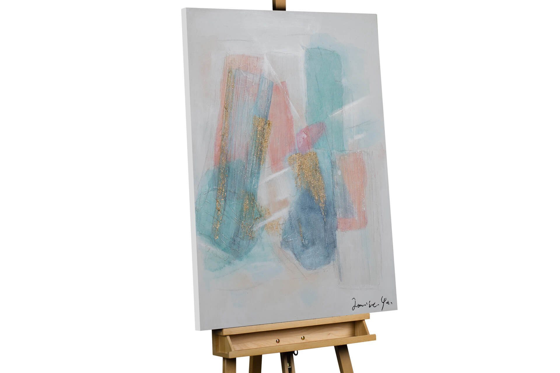 KUNSTLOFT Gemälde Farben des Glücks 75x100 cm, Leinwandbild 100% HANDGEMALT Wandbild Wohnzimmer