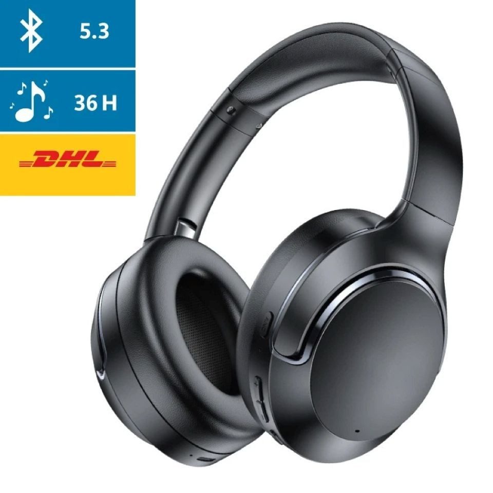 LMG Germany AT2 Over-Ear-Kopfhörer mit ANC, Bluetooth, 36h Akkulaufzeit, faltbar Bluetooth-Kopfhörer (IOS, Android, Bluetooth, USB-C DC 5V, Bluetooth 5.3, ANC, 36 h Akku, 8 Mikrofone, faltbar, Memory-Ohrpolster)