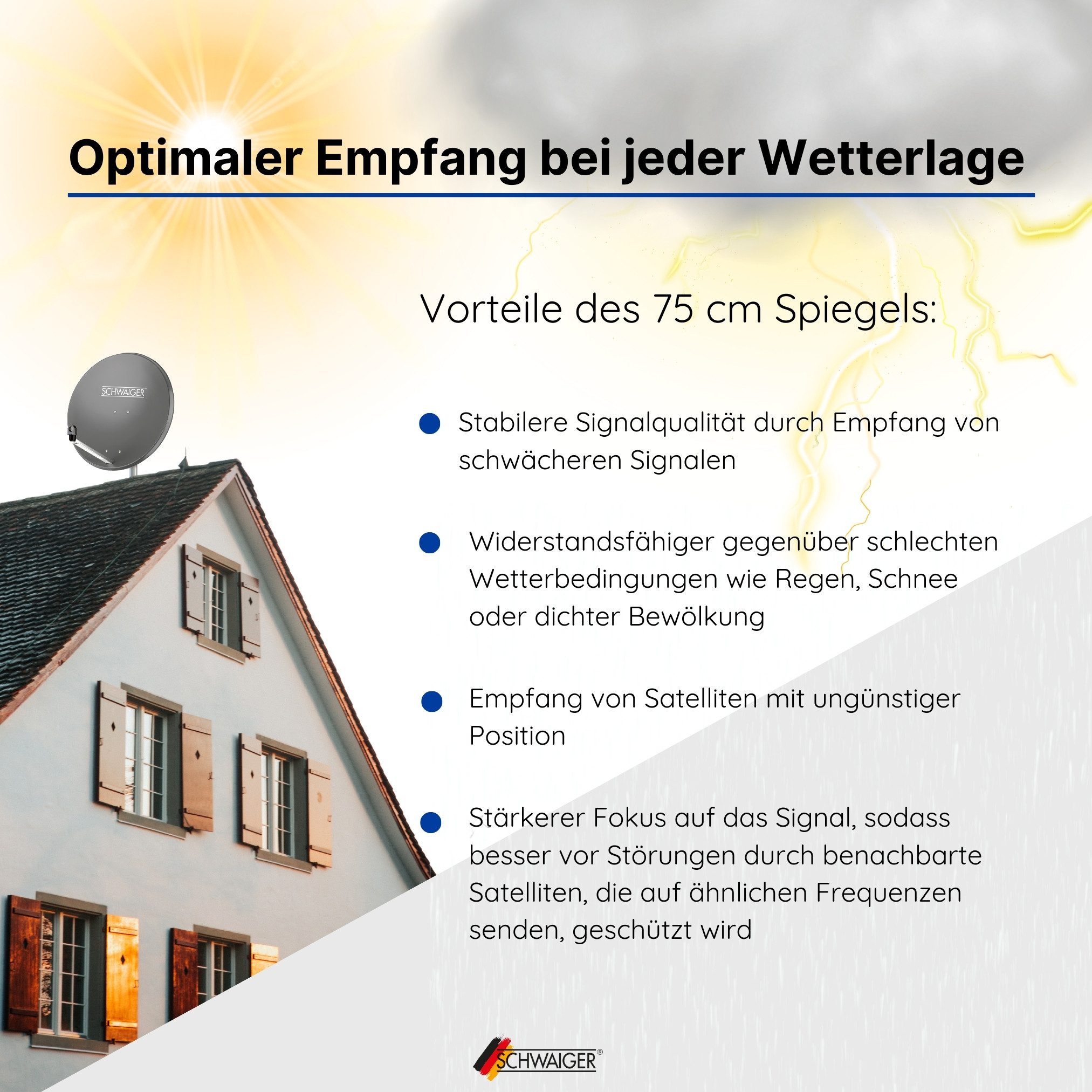 Schwaiger 714517 SAT-Antenne (75 cm, Stahl, Quad LNB, anthrazit)