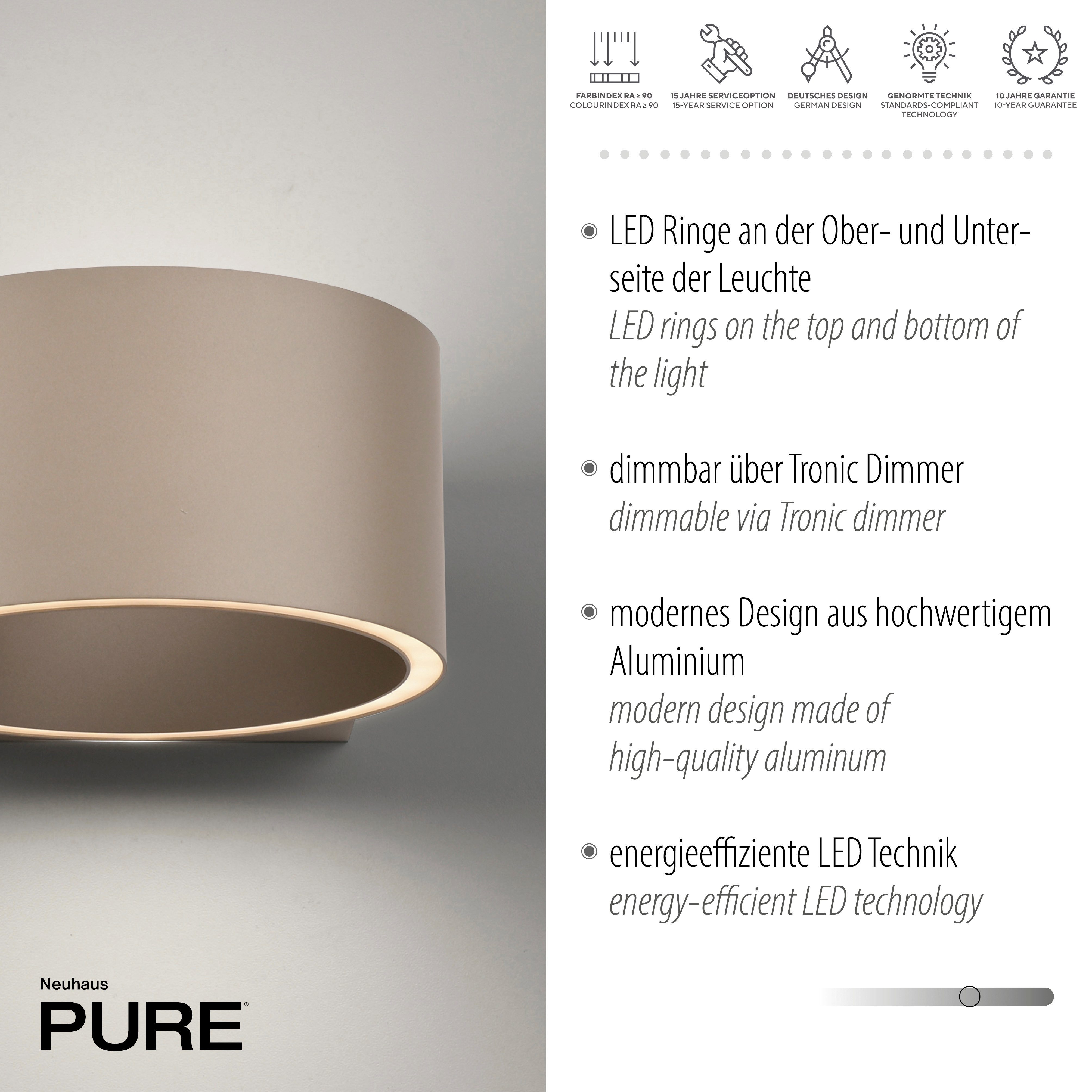 Neuhaus PURE LED Wandleuchte PURE Clipse, LED fest integriert, Warmweiß, Lichtaustritt oben und unten, dimmfähig