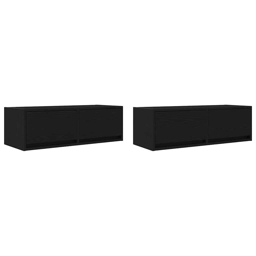 vidaXL TV-Schrank TV-Schränke 2 Stk. Schwarz Eichen-Optik 80x31x25,5 cm (2-St)