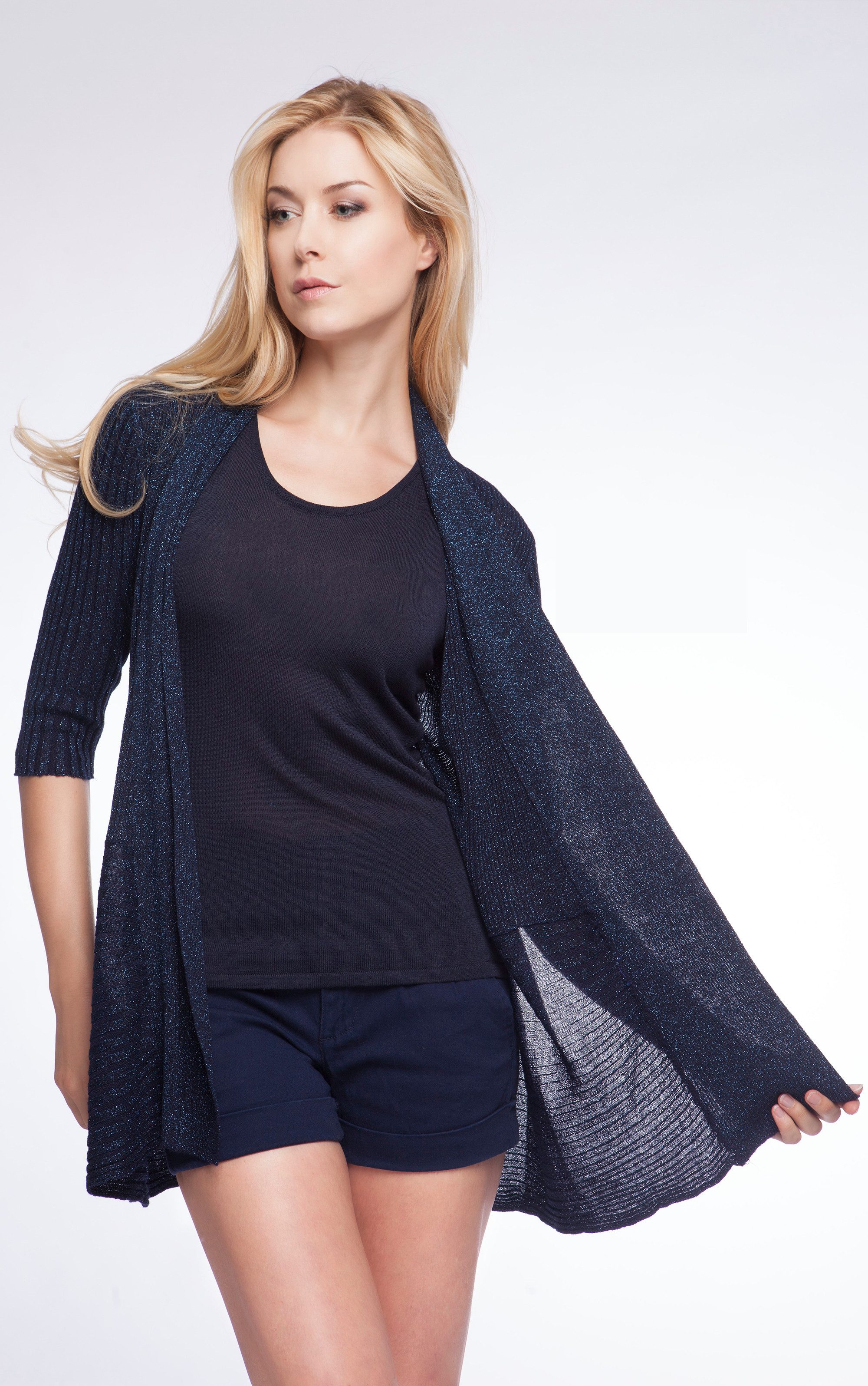 Passioni Cardigan mit Metallic-Garn günstig online kaufen