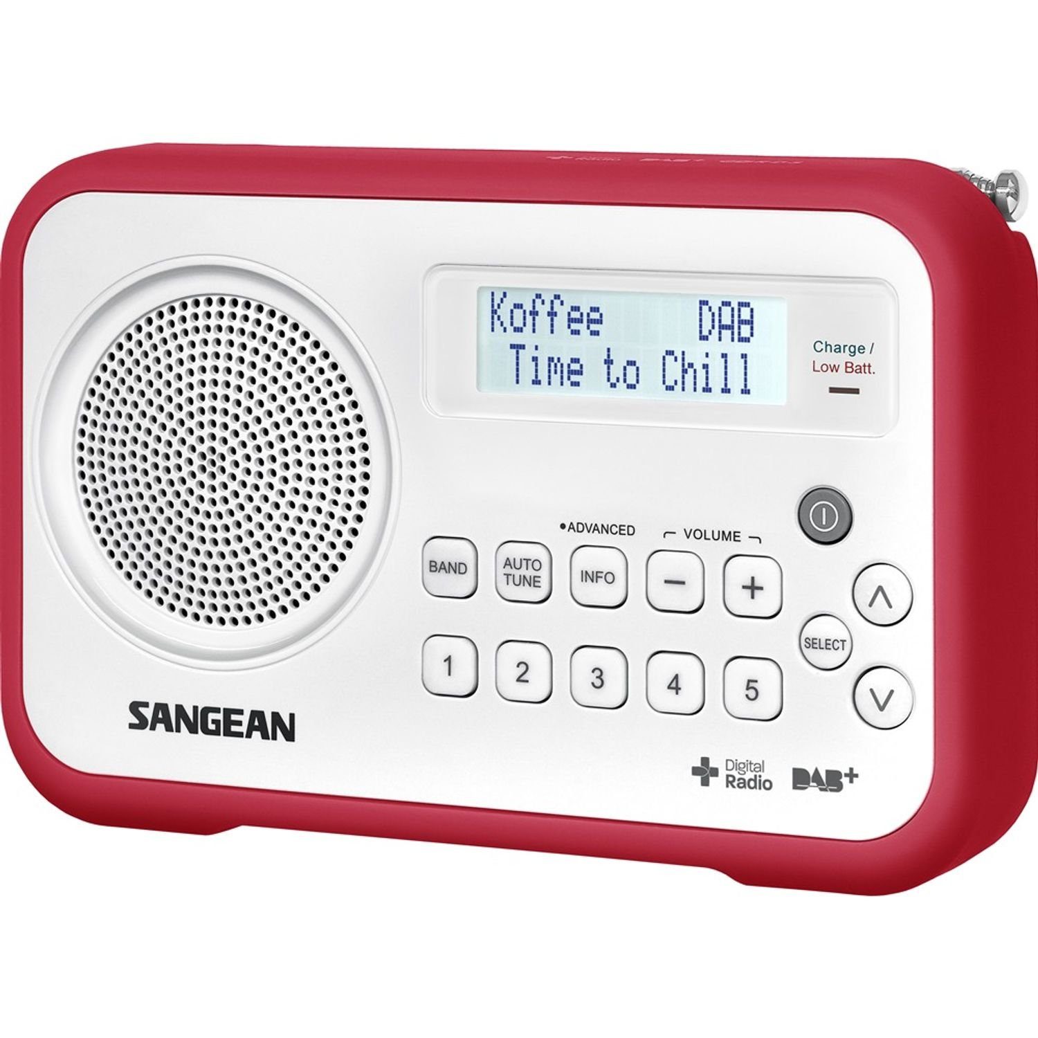 Sangean DPR-67 DAB+ / FM-RDS Digitalempfänger Digitalradio (DAB) (DAB) weiß/rot