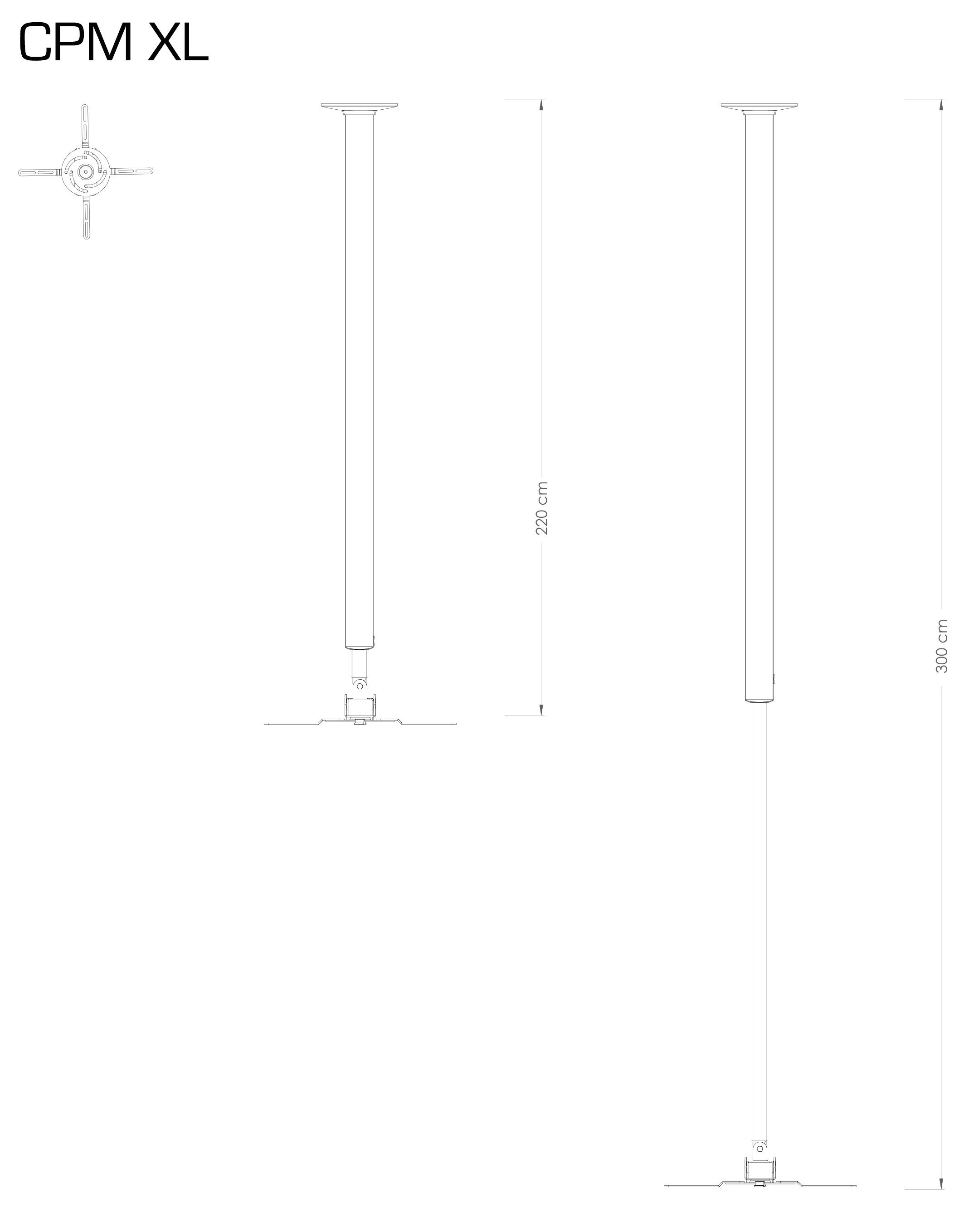 VCM Alu Projekt Beamer Deckenhalterung 220-300 cm CPM Beamer