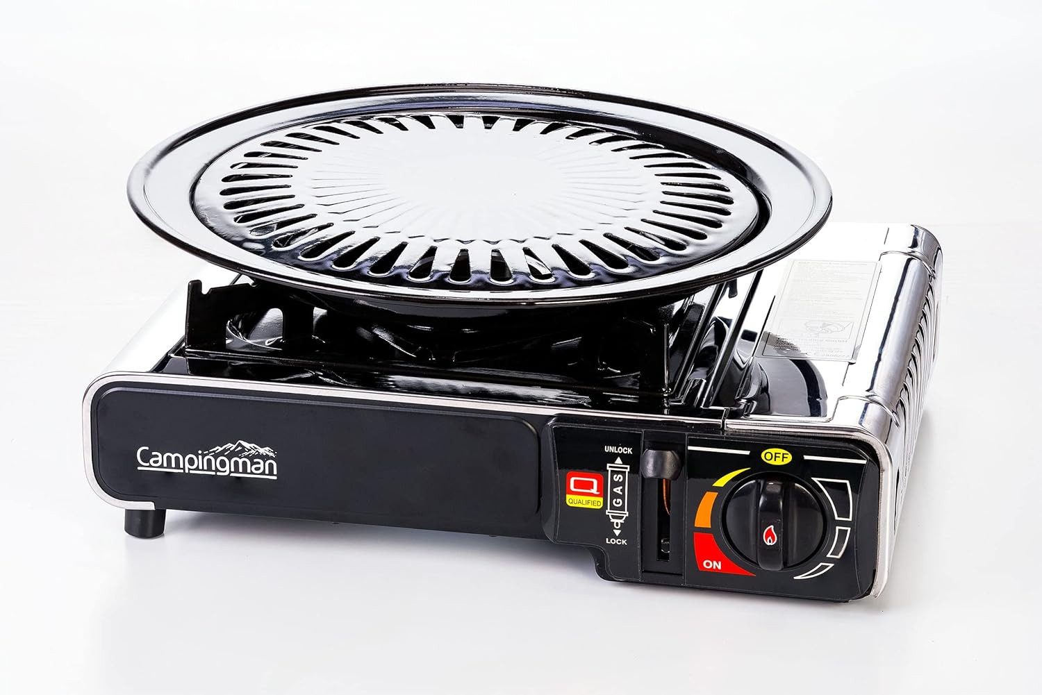 campingmann Grillplatte Grillplatte für mobile Gaskocher Antihaftbeschichtet (1-St), Grillen BBQ Grillaufsatz für Gaskocher