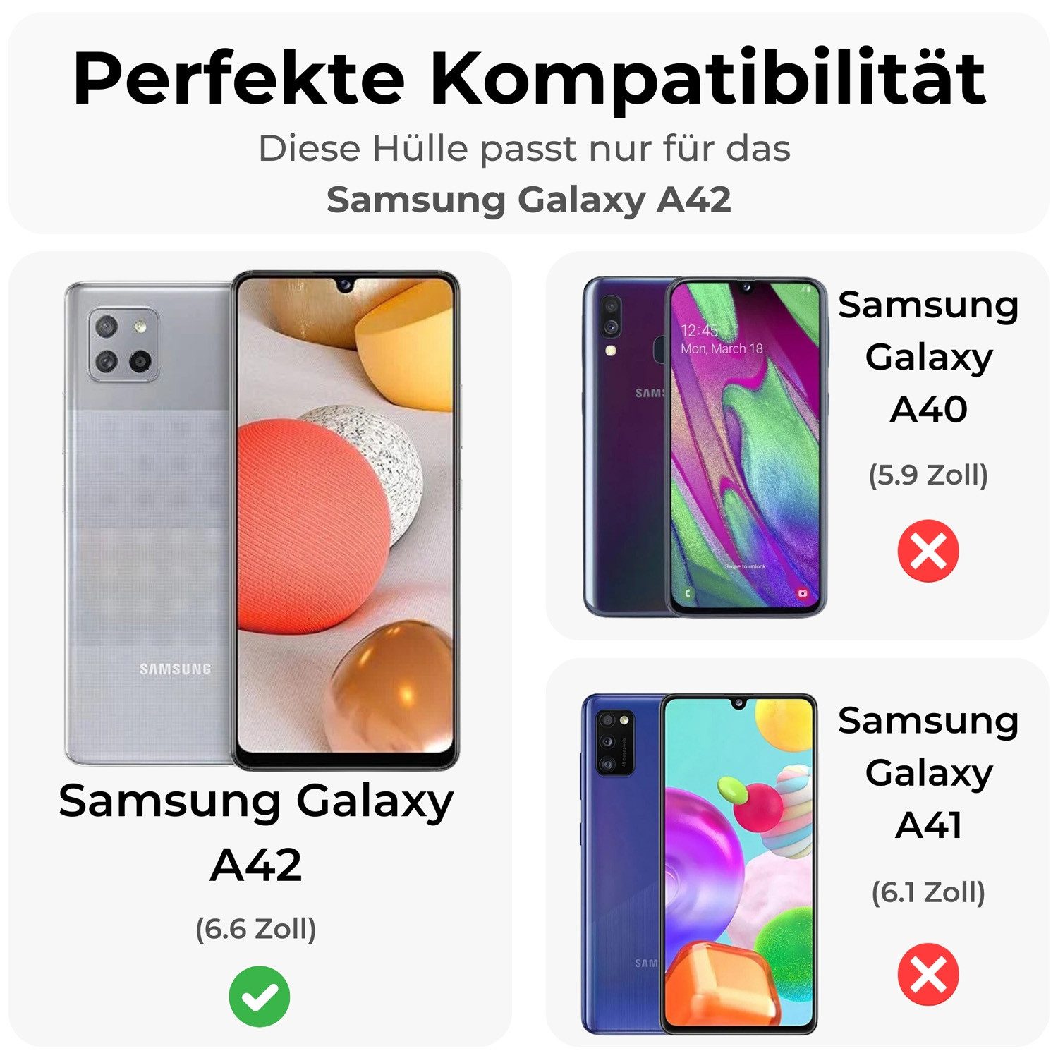 betterfon Handykette für Samsung Galaxy A42 5G Handyhülle mit Band & Kordel Bumper Rainbow, Hände frei – mit Silikonhülle & Schnur für flexiblen Alltag