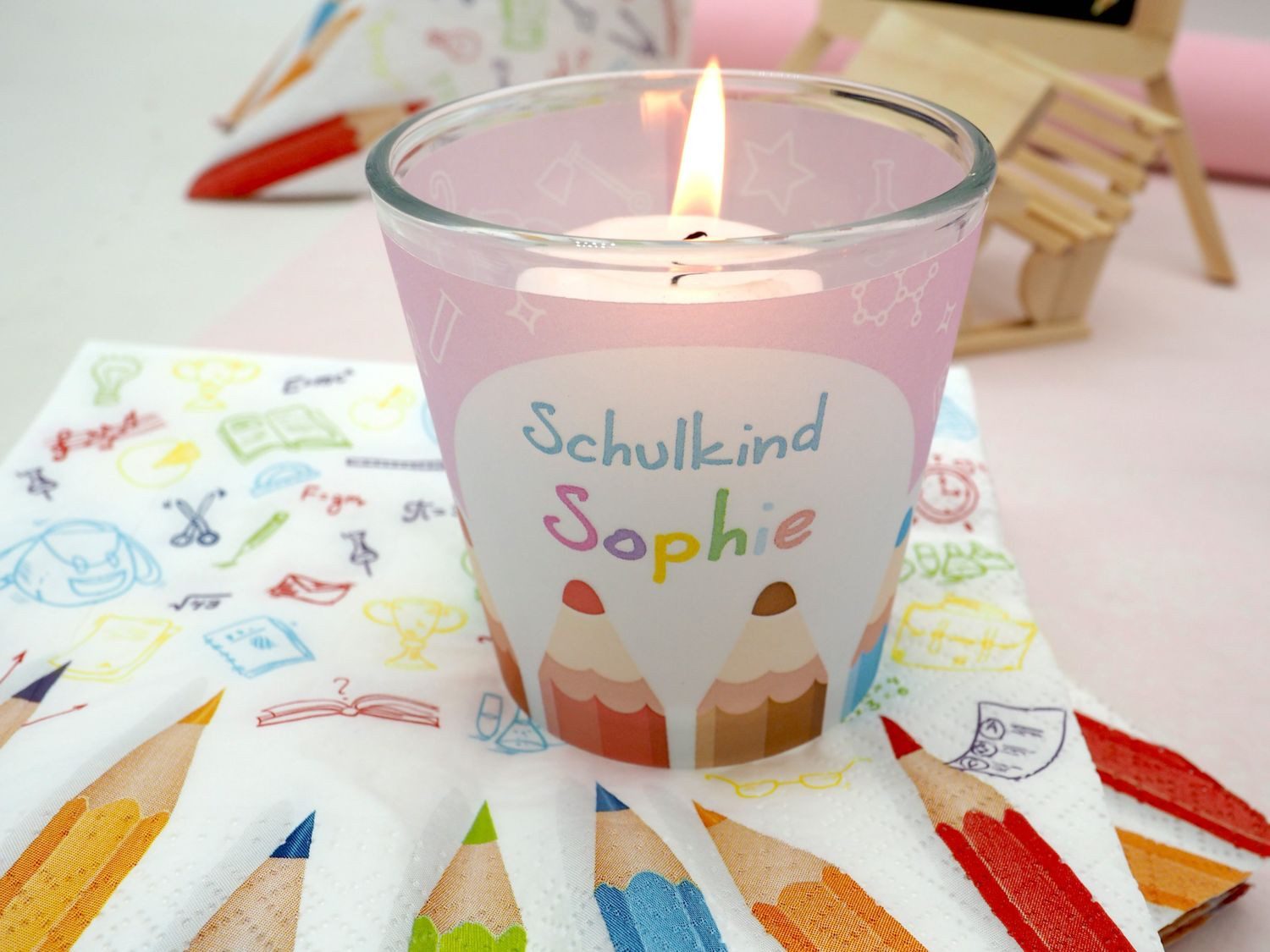 ZauberDeko Tischdecke Tischdeko Einschulung Schulanfang Mädchen Schule Personalisiert SET