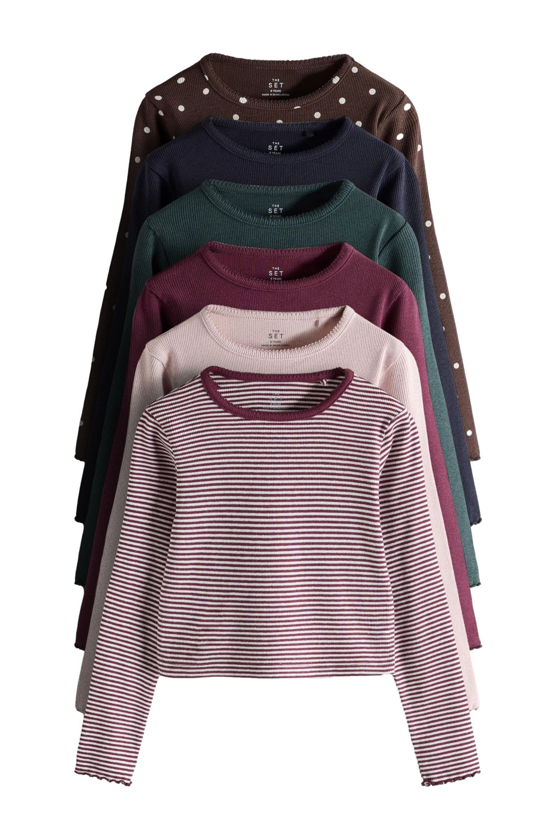 The Set T-Shirt The Set verkürzte gerippte Langarmshirts, 6er-Pack (6-tlg)