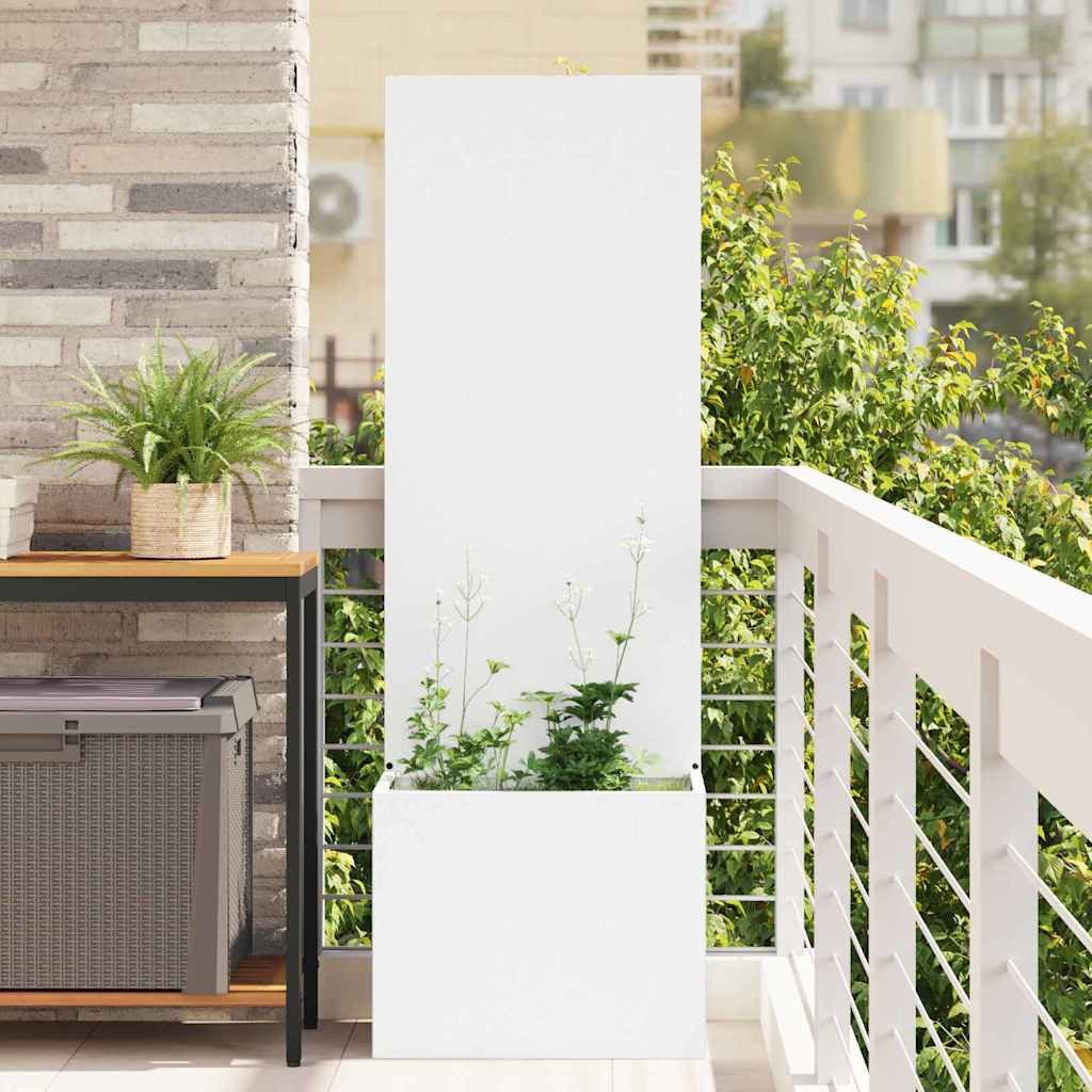 furnicato Sichtschutzelement Garten Sichtschutz-Leinwand 50 x 32 x 150 cm Weiß, Matte Sichtschutzwand mit dekorativen Intarsien für deinen Garten