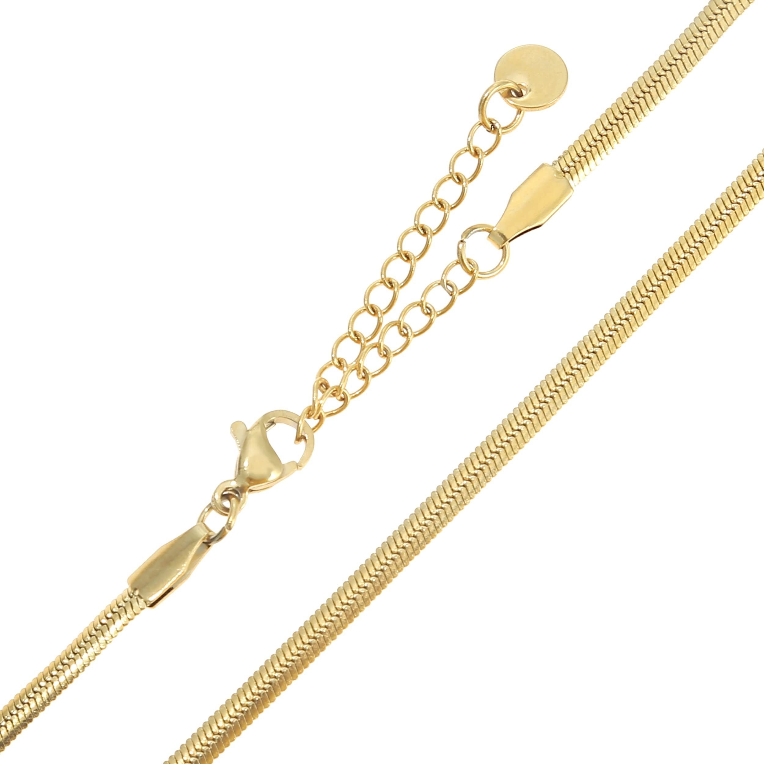 Halskette starkem Made Nami Karabiner-Verschluss, by mit Gold Halskette 3mm Gliederkette Choker Edelstahl Schlangenkette