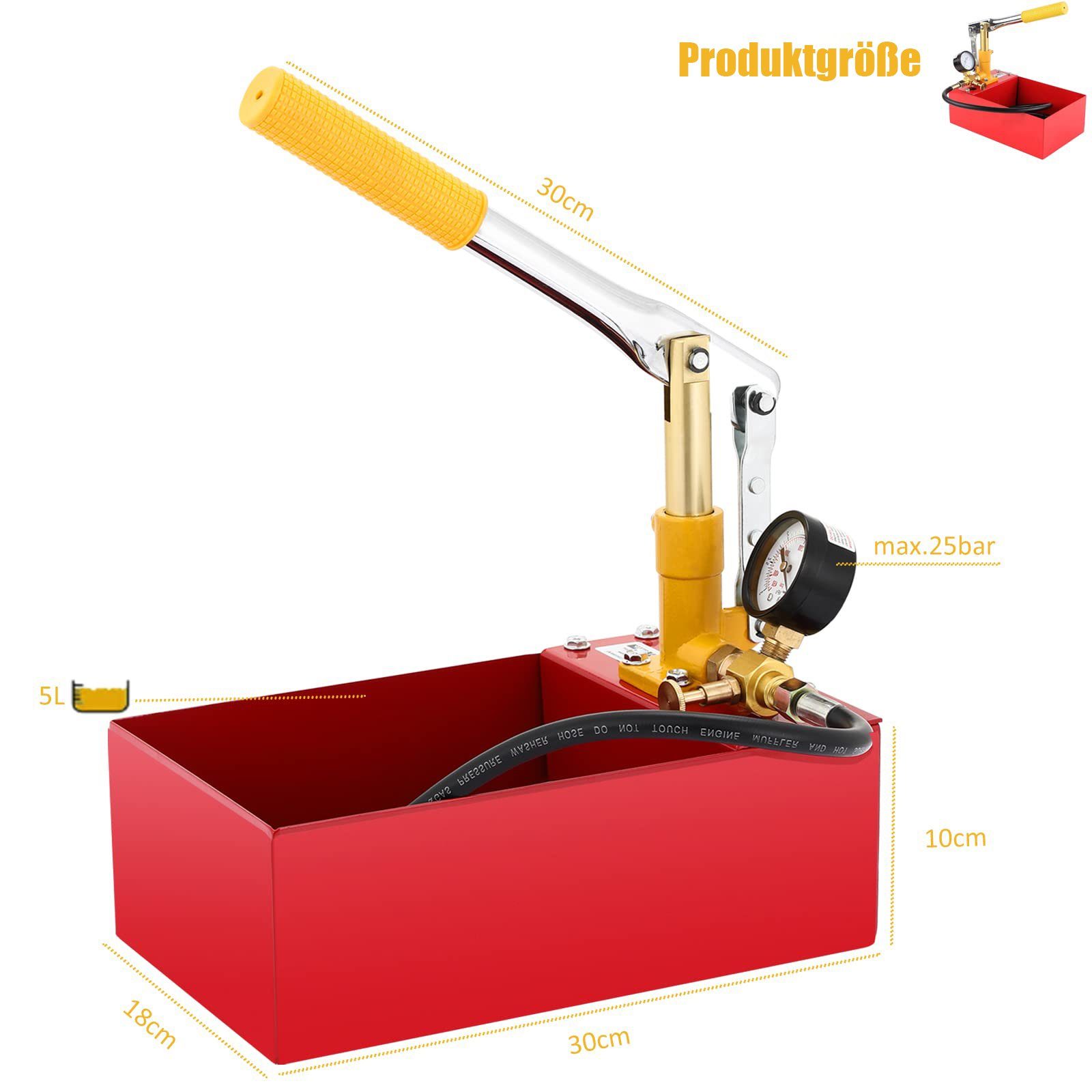 Multitool 25bar MPa Manuelle Testpumpe 5 prüfpumpe TLGREEN Abdrückpumpe, 5L