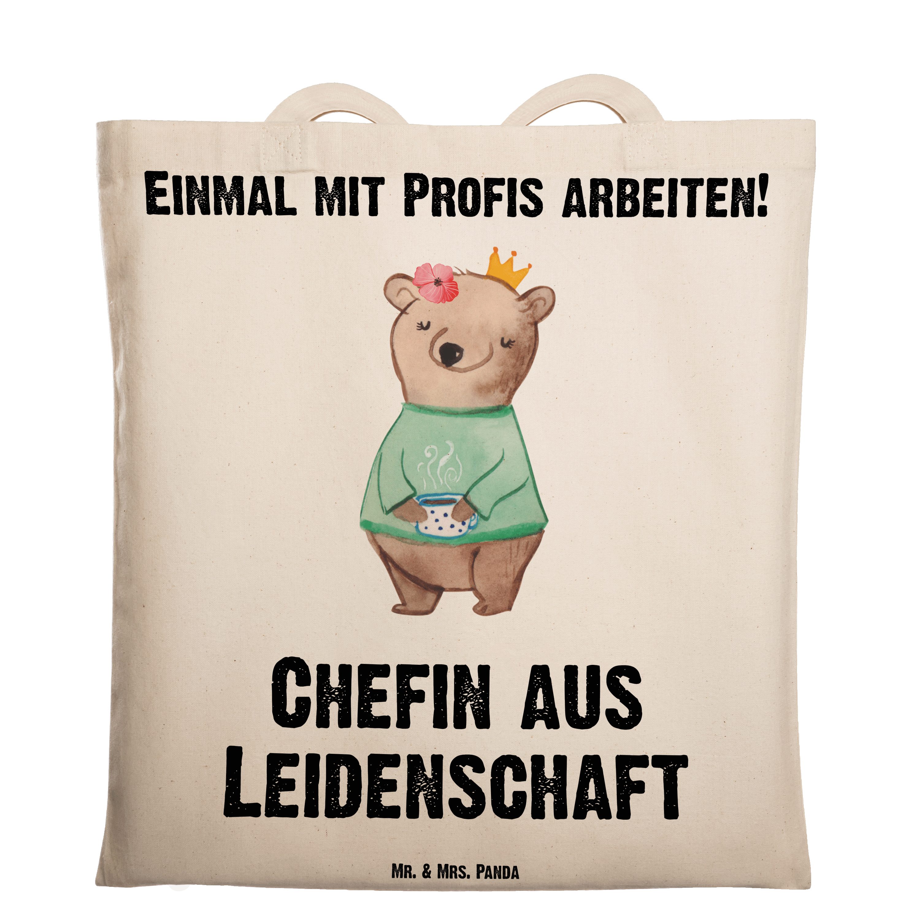 Mr. & Mrs. Panda Tragetasche Chefin aus Leidenschaft - Transparent - Geschenk, Geschäftsinhaberin, (1-tlg)