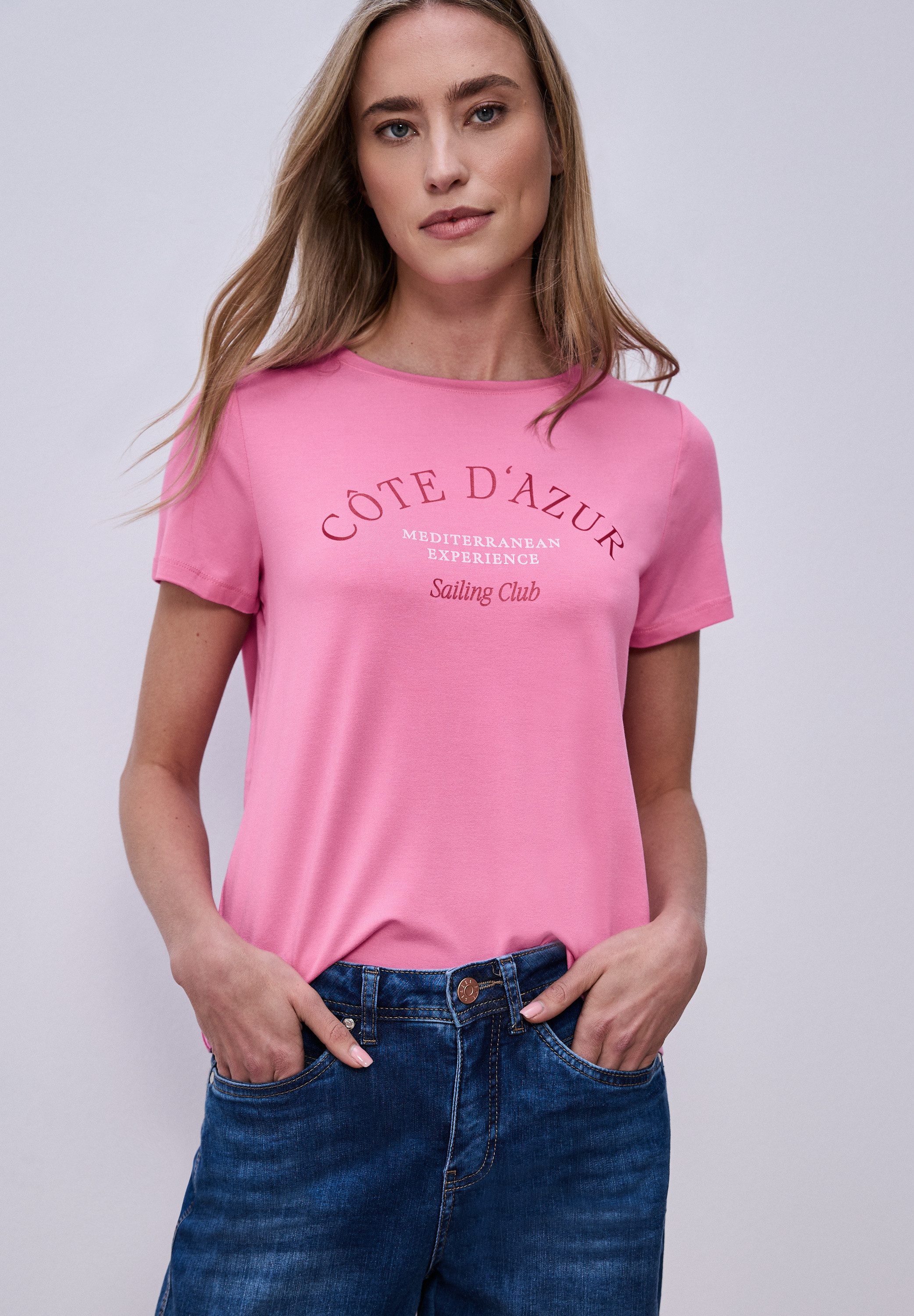 STREET ONE Rundhalsshirt Sommershirt mit Wording-Print
