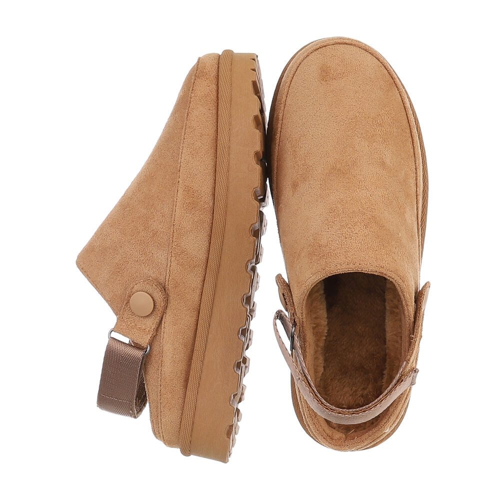 Ital-Design Damen Hausschuhe Freizeit Hausschuh (87118476) Flach Hausschuhe in Camel – Bild 2 von 4