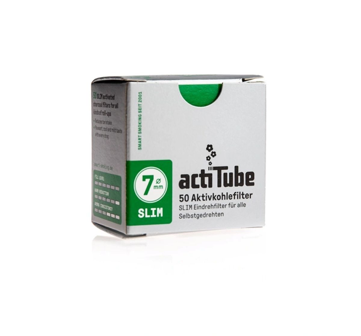 ActiTube Aktivkohlefilter slim Filter 6mm oder 7mm Drehfilter + Transporthülle, made in Germany