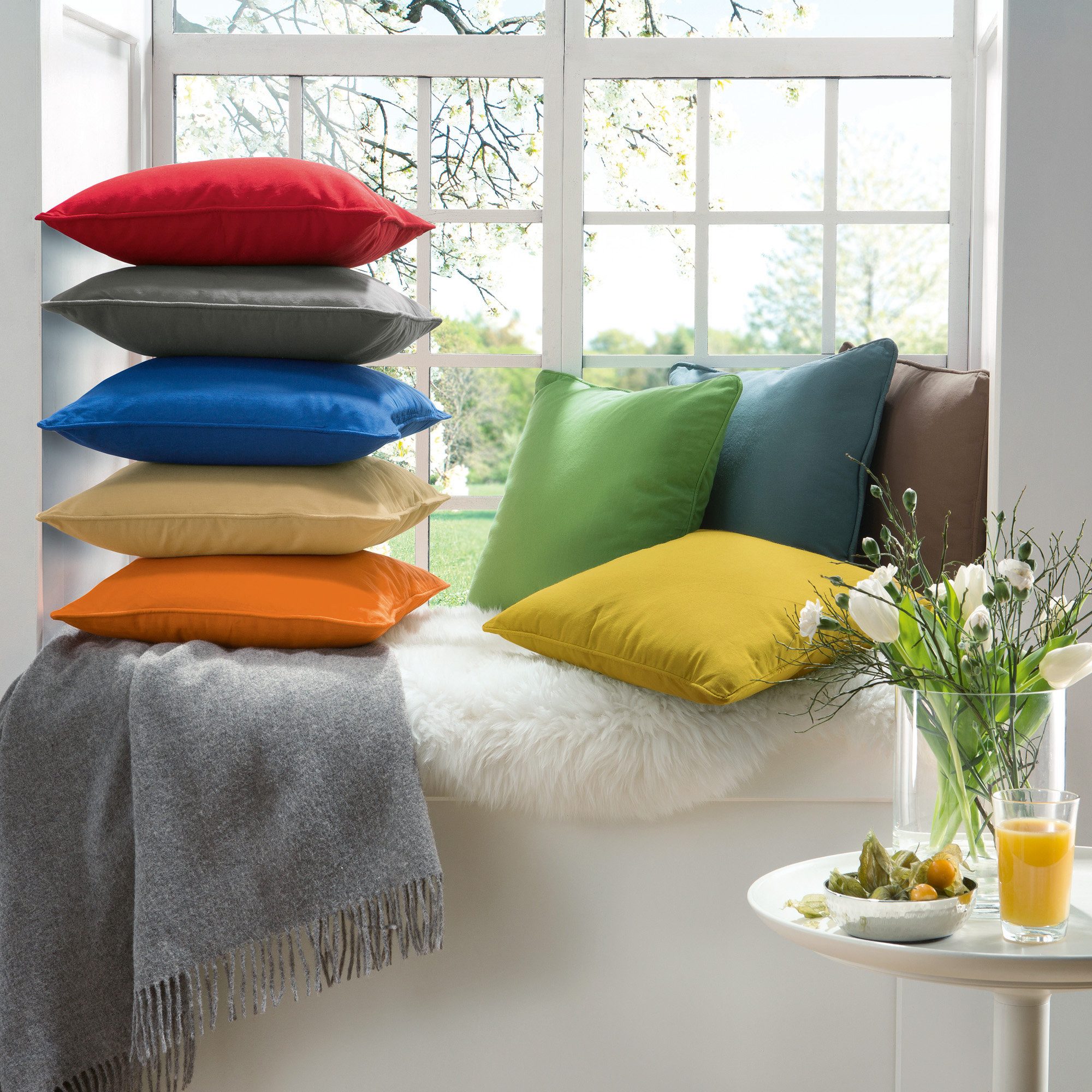 REDBEST Dekokissen Kissen gefüllt, Baumwolle Uni