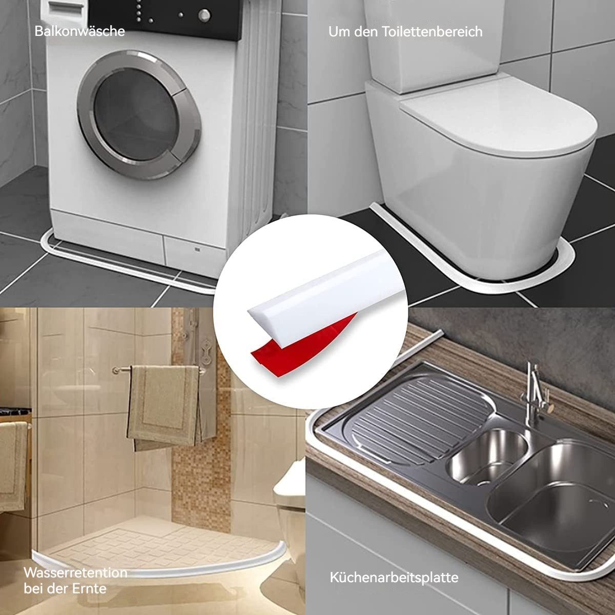 Agger Abschlussleiste Selbstklebend Schwallschutzleiste Dusche, Begehbare Dusche Boden, Wassersperre, Duschwasserstop für Nass- und Trocken-Trennung