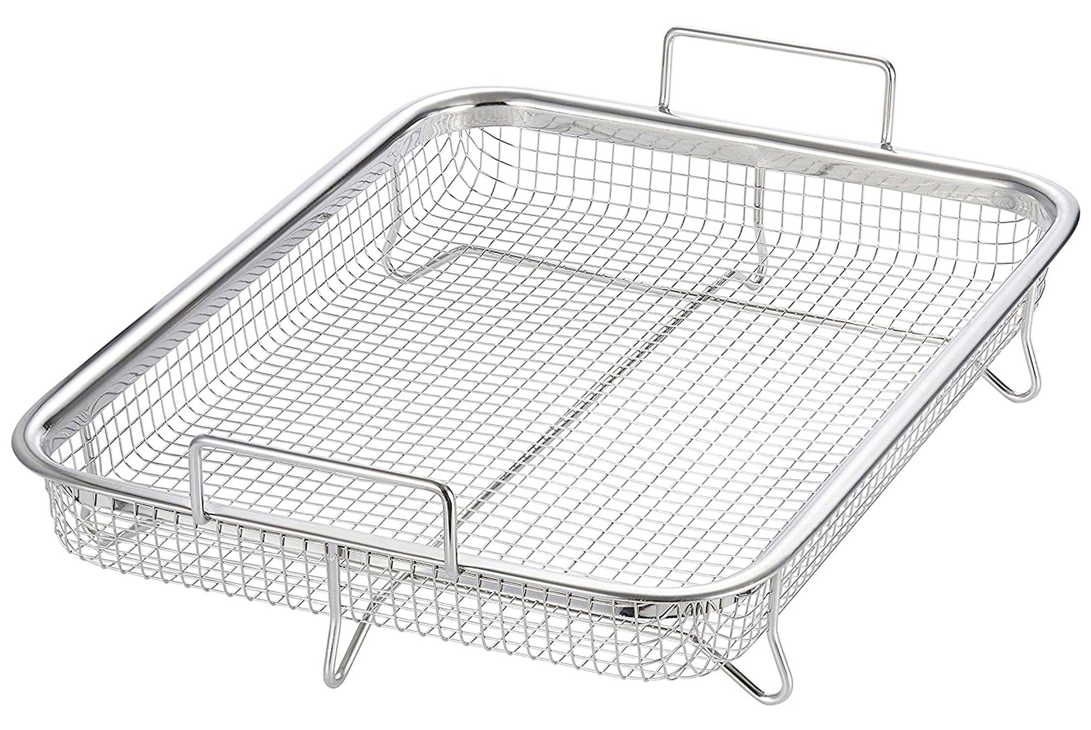 Ofenschale Edelstahl Backofen Grillkorb mit Griffen 32x22 cm