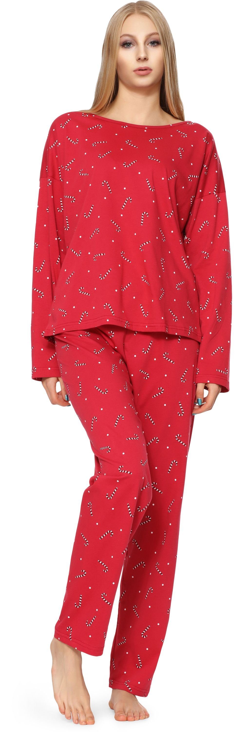 Merry Style Schlafanzug Damen Schlafanzug Burgund-1C MSTR1196