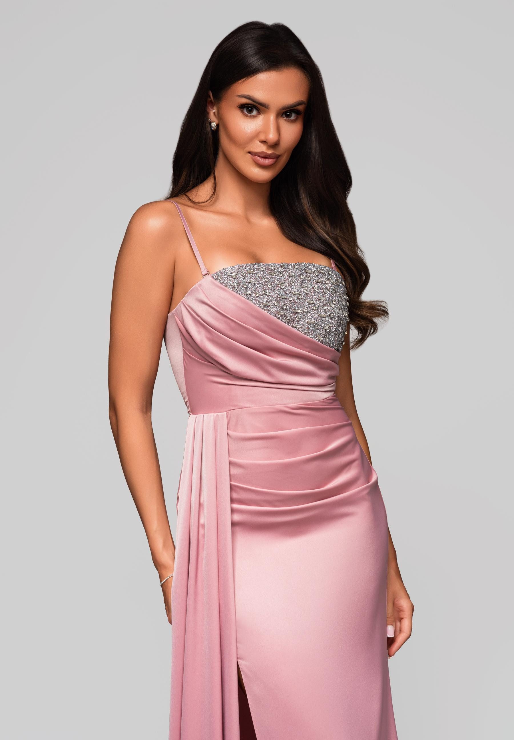 OMBRE Abendkleid Elegantes Abendkleid mit Glitzerbustier Glitzerndes Bustie günstig online kaufen