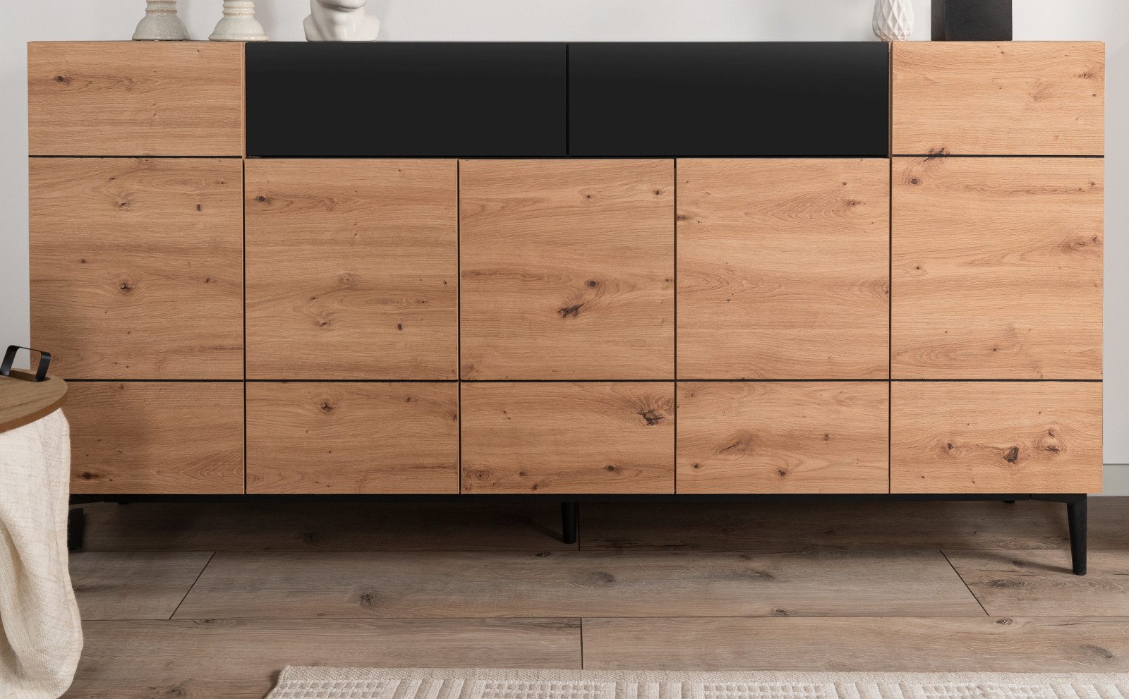 Furn.Design Sideboard Liam (Kommode in Eiche Artisan mit schwarz, Breite 18 günstig online kaufen