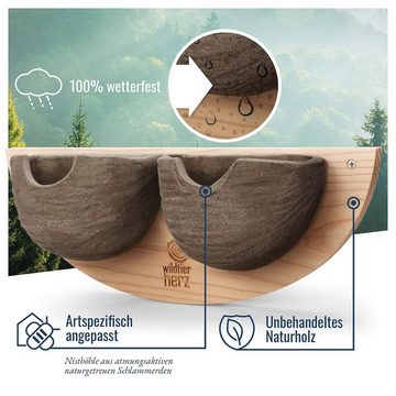 wildtier herz Nistkasten 2er Schwalbennest Nisthilfe Natur Für Mehlschwalben Aus Massivholz, 2-Teilige Nisthilfe Holz
